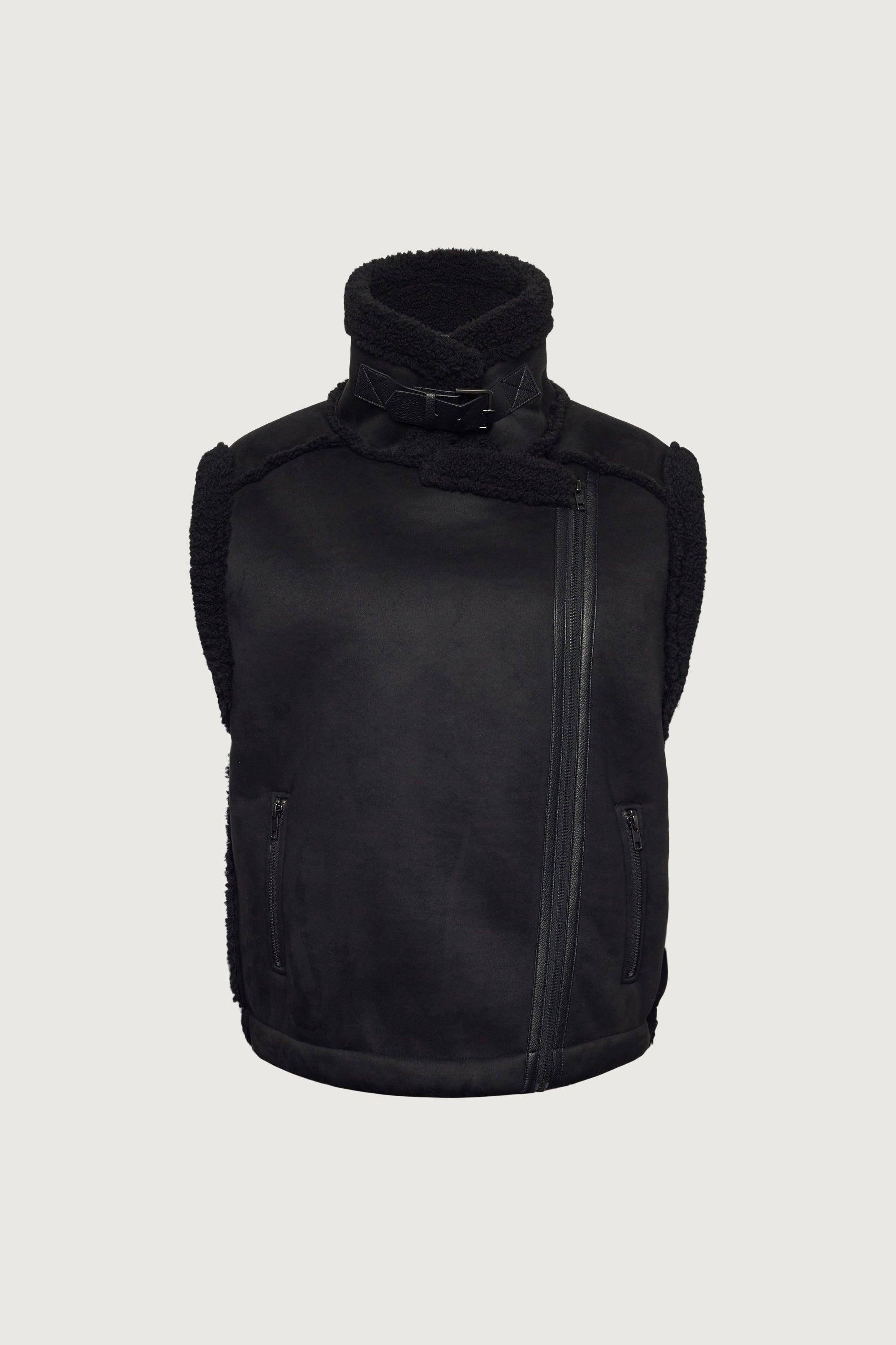 VEGAN SUEDE SHERPA AVIATOR VEST by OAK + FORT