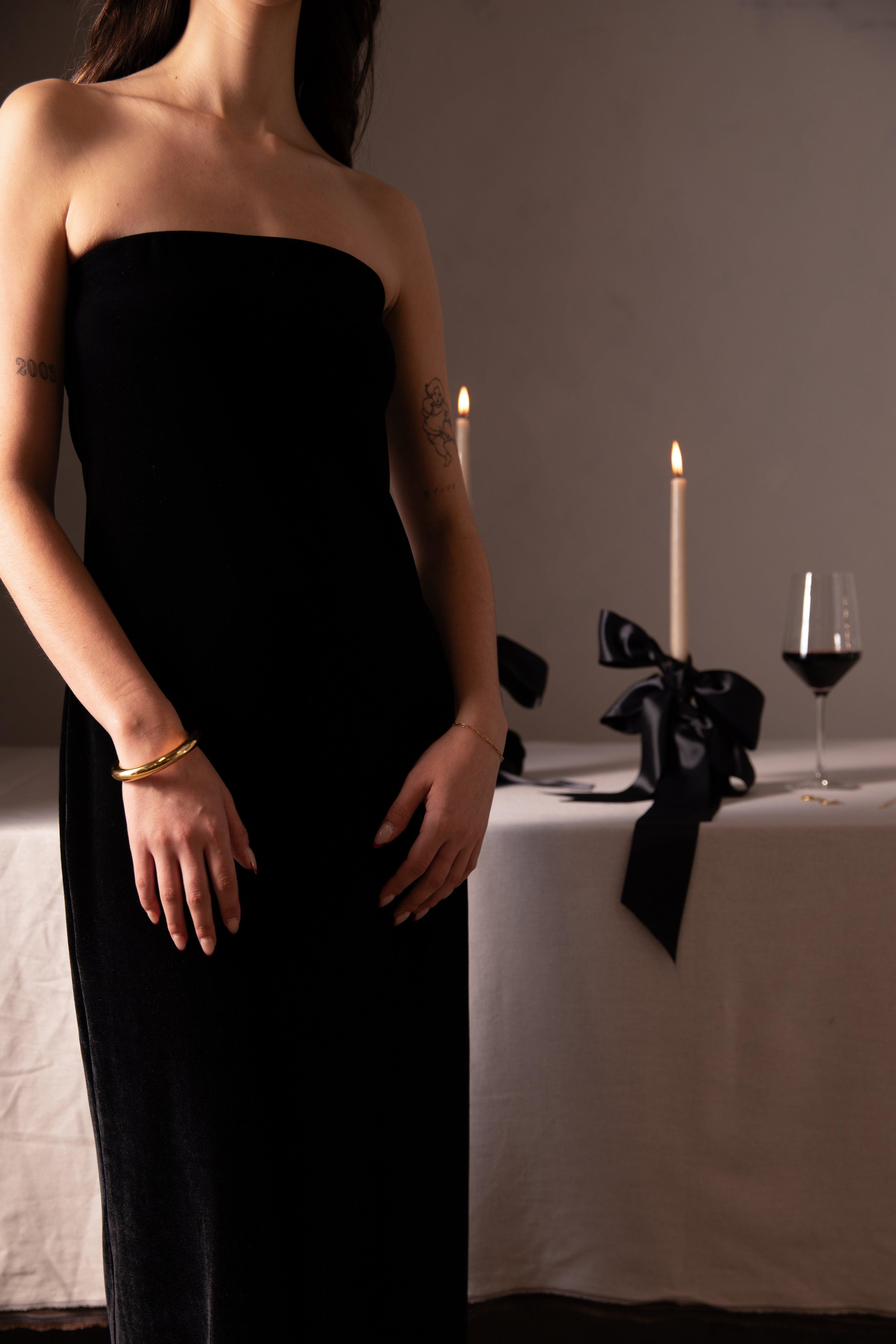 VELVET TUBE MIDI DRESS by OAK + FORT