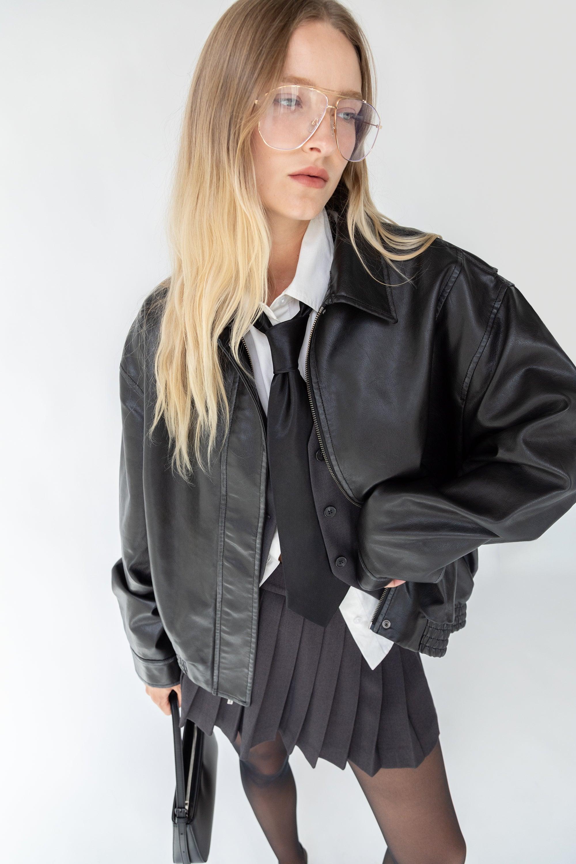 VINTAGE INSPIRED VEGAN LEATHER BOMBER JACKET by OAK + FORT