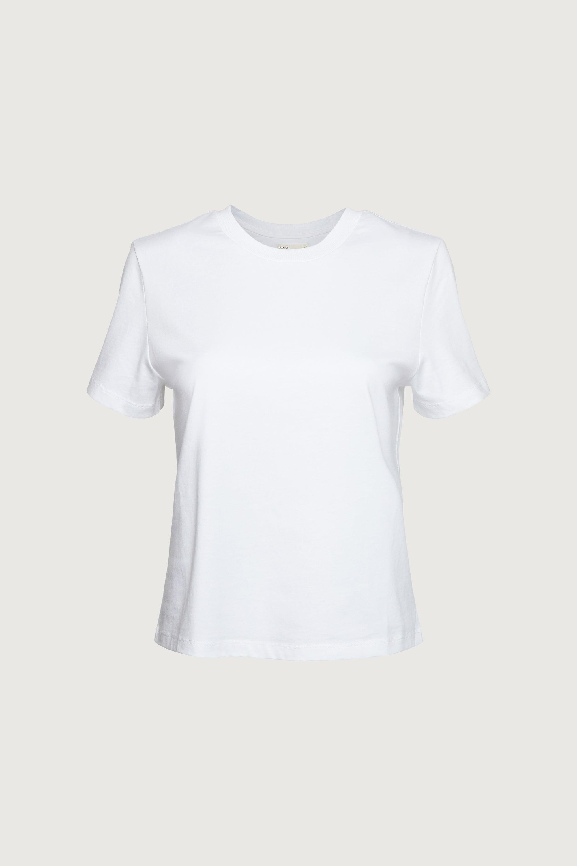 WHITE COTTON JERSEY CREWNECK T-SHIRT by OAK + FORT