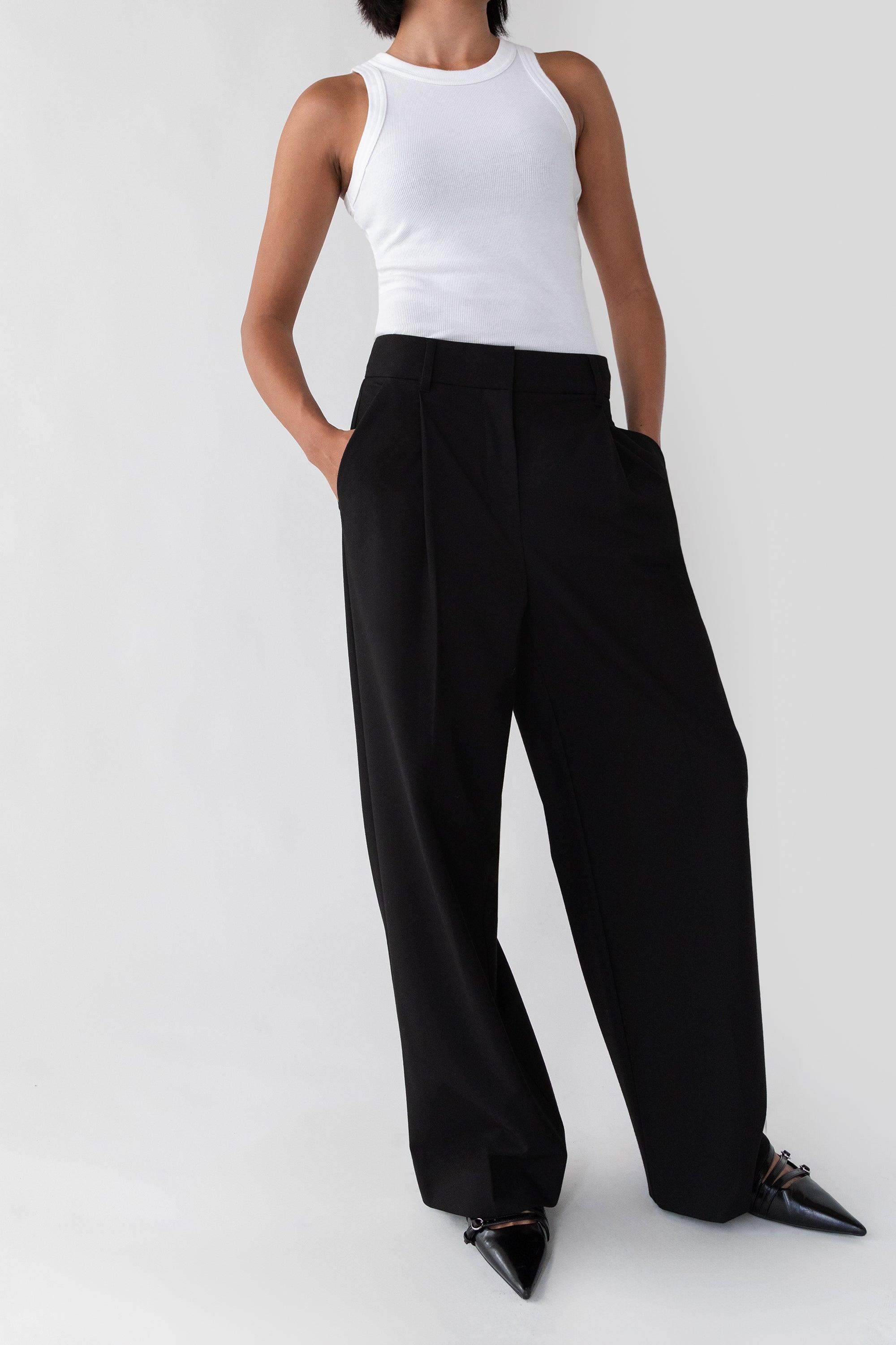 WIDE LEG HIGH-RISE DRESS PANT by OAK + FORT