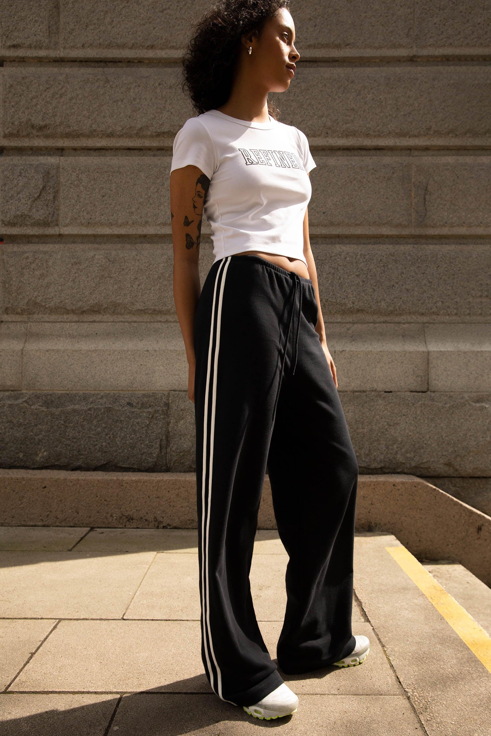 WIDE LEG SWEATPANTS WITH SIDE DETAIL by OAK + FORT