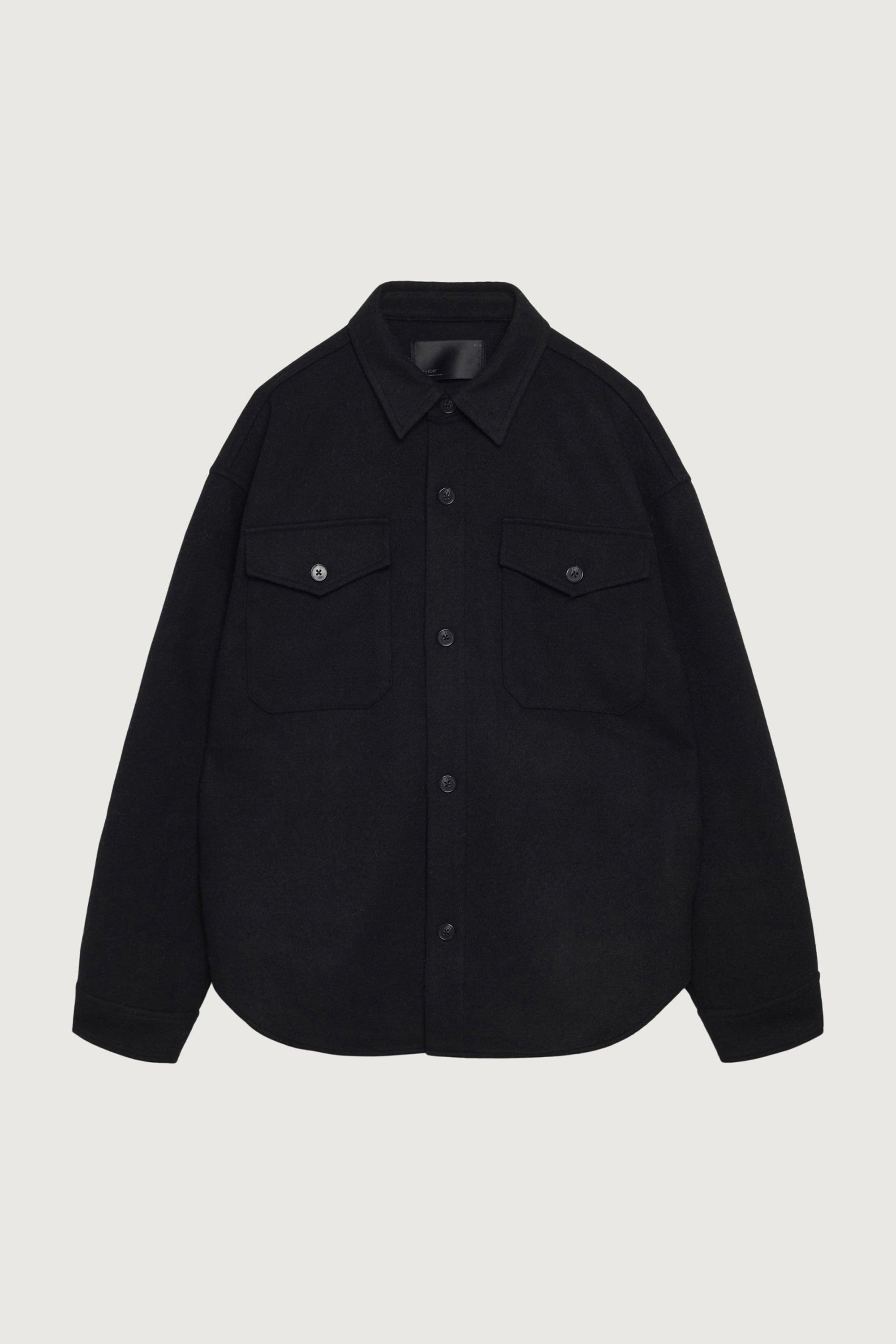 WOOL BLEND BUTTON FRONT SHIRT by OAK + FORT