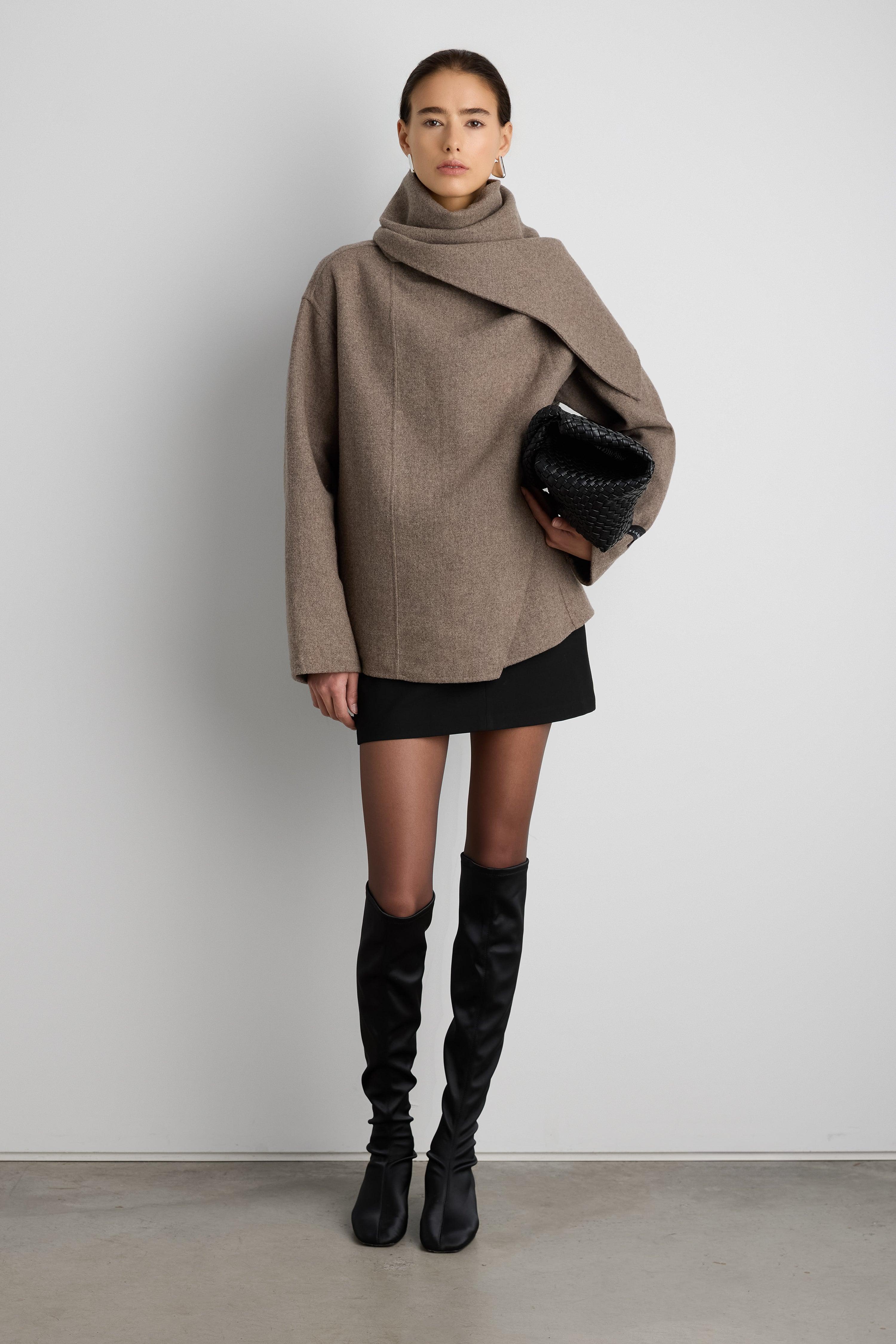 WOOL CASHMERE SCARF COAT by OAK + FORT