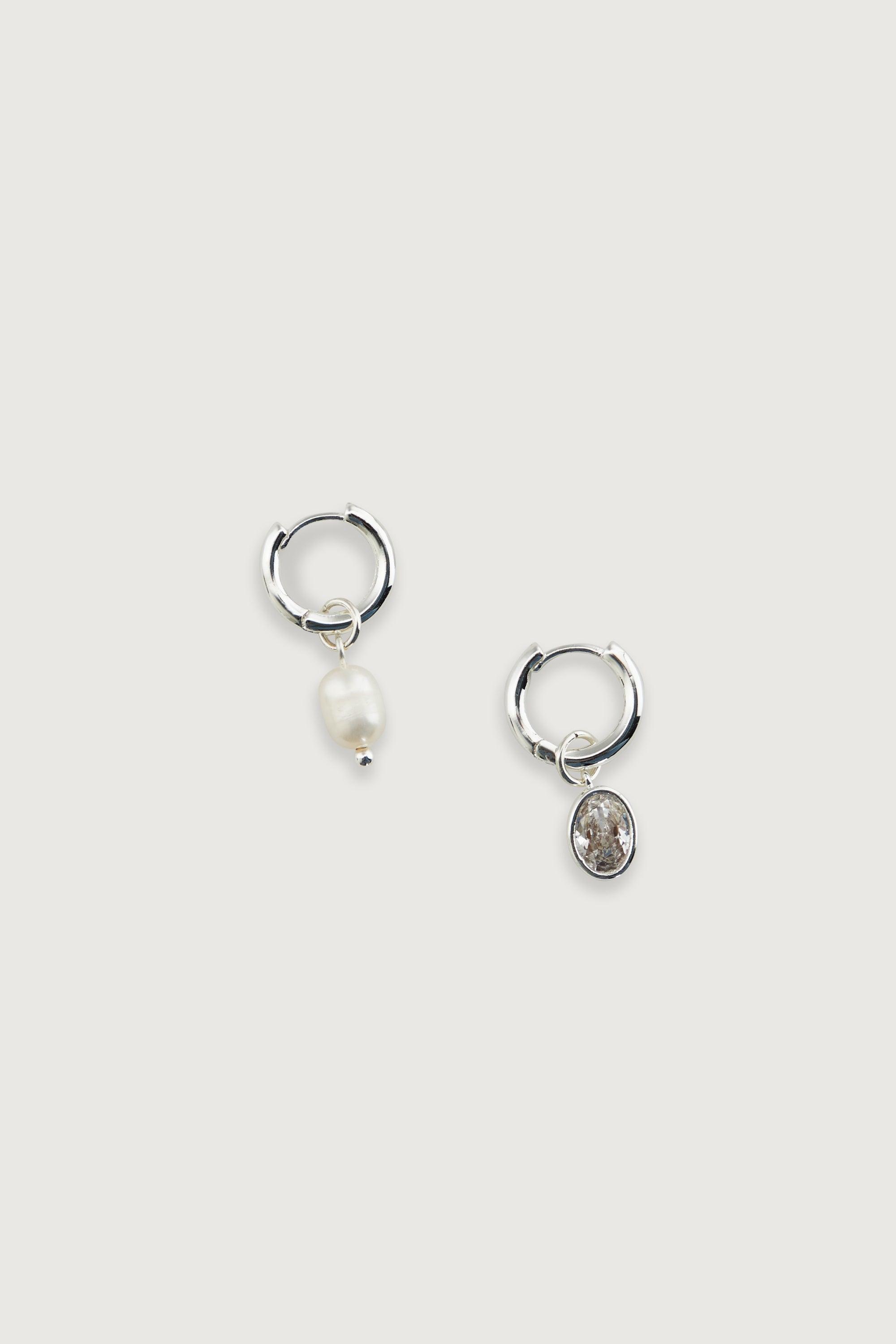 ZIRCONIA AND PEARL HOOPS by OAK + FORT