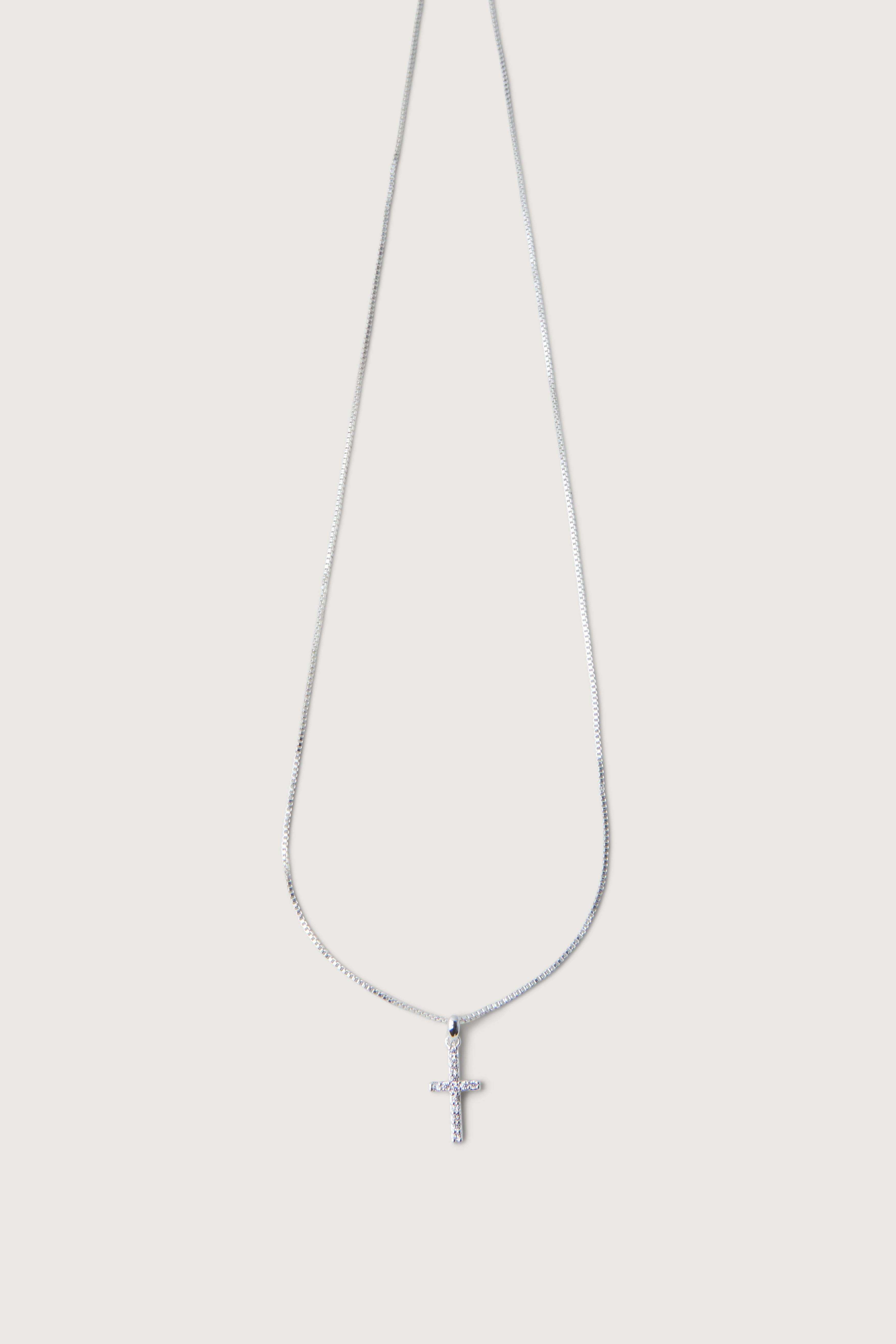 ZIRCONIA CROSS NECKLACE by OAK + FORT
