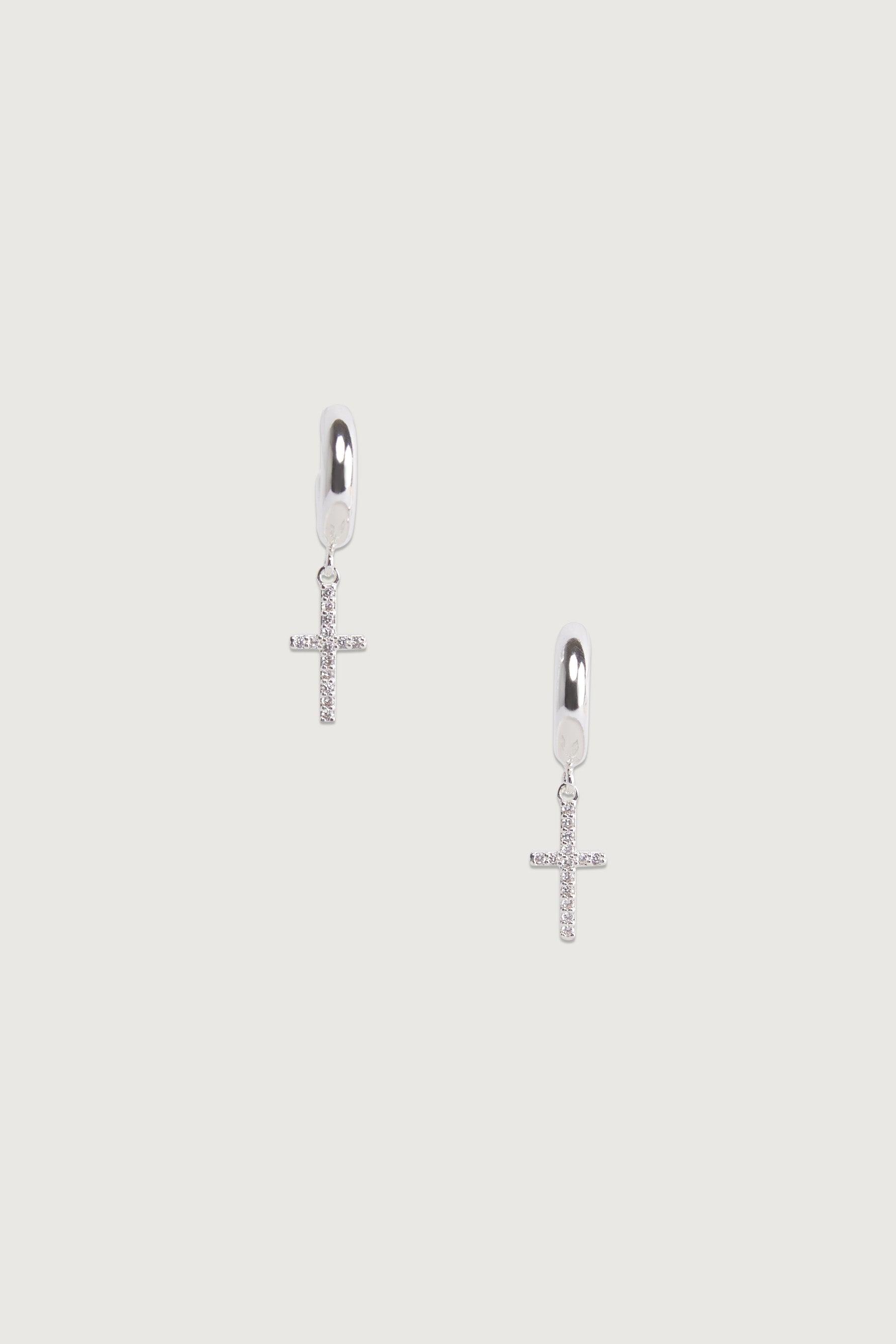 ZIRCONIA CROSS PENDANT HOOP by OAK + FORT
