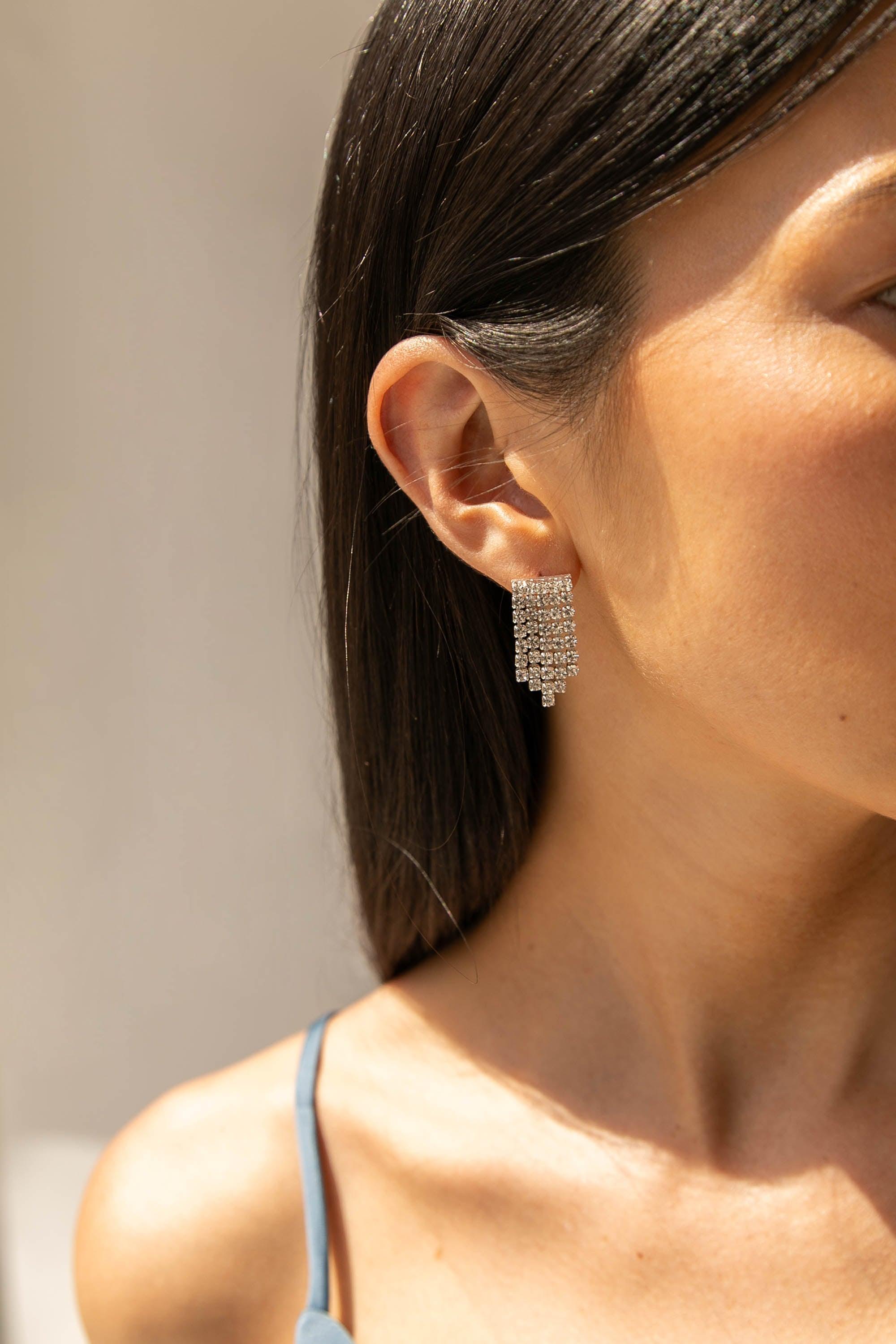 ZIRCONIA FRINGE EARRING by OAK + FORT