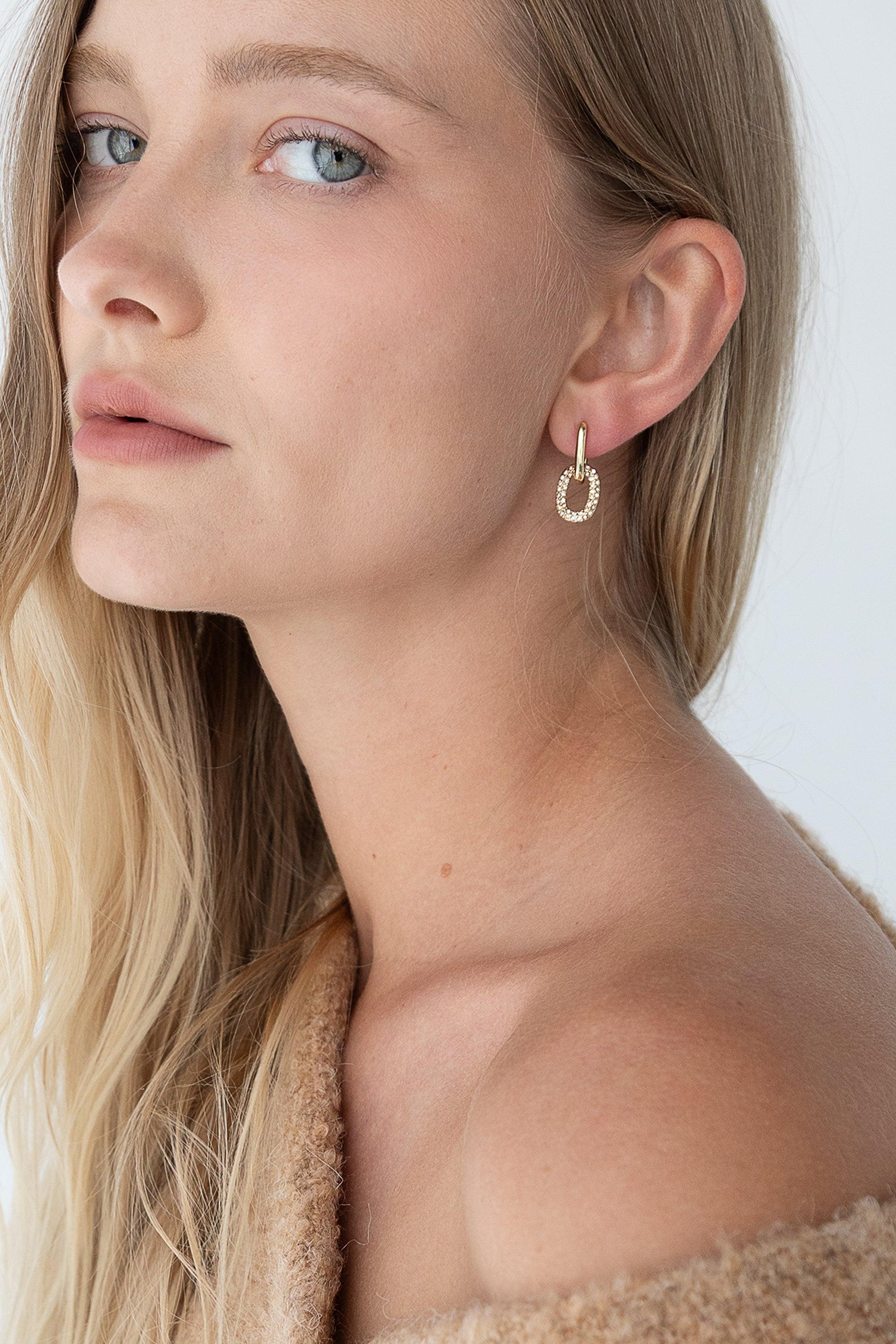 ZIRCONIA LINK EARRING by OAK + FORT