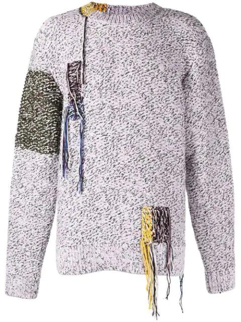 fringed marl-knit jumper by OAMC