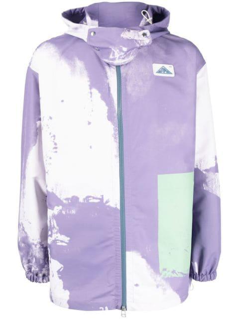 tie dye-print zip-up hoodied jacket by OAMC