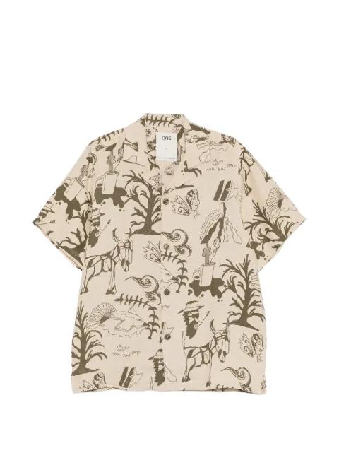 Poplan Cuba graphic-print linen shirt by OAS COMPANY