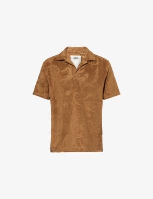Devore Pattern Cotton-Blend Polo Shirt by OAS
