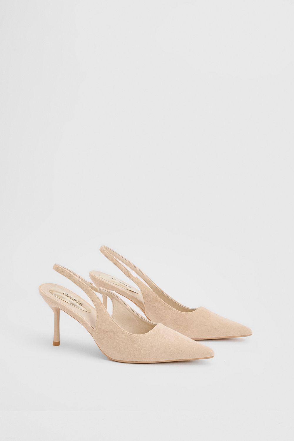 Annabelle Faux Suede Slingback High Stiletto Heeled Pointed Court Shoes by OASIS