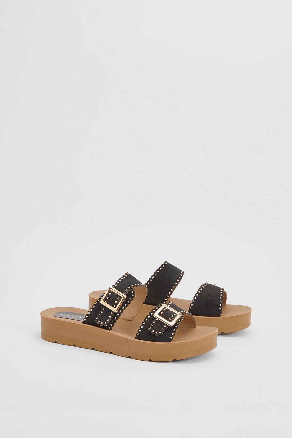 Annalysee Faux Suede Open Toe Footbed Sandals by OASIS