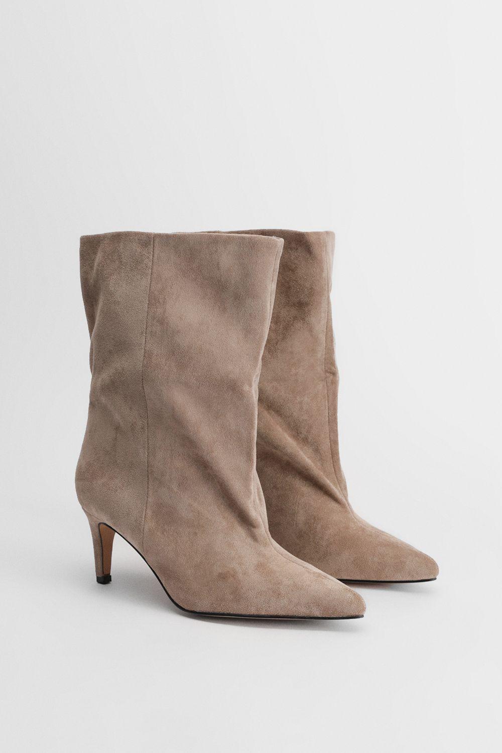 Betty Faux Suede Medium Heel Pointed Boots by OASIS