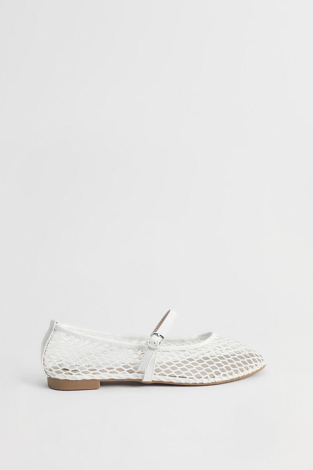 Billie Mesh Mary-Jane Faux Leather Ballet Pumps by OASIS