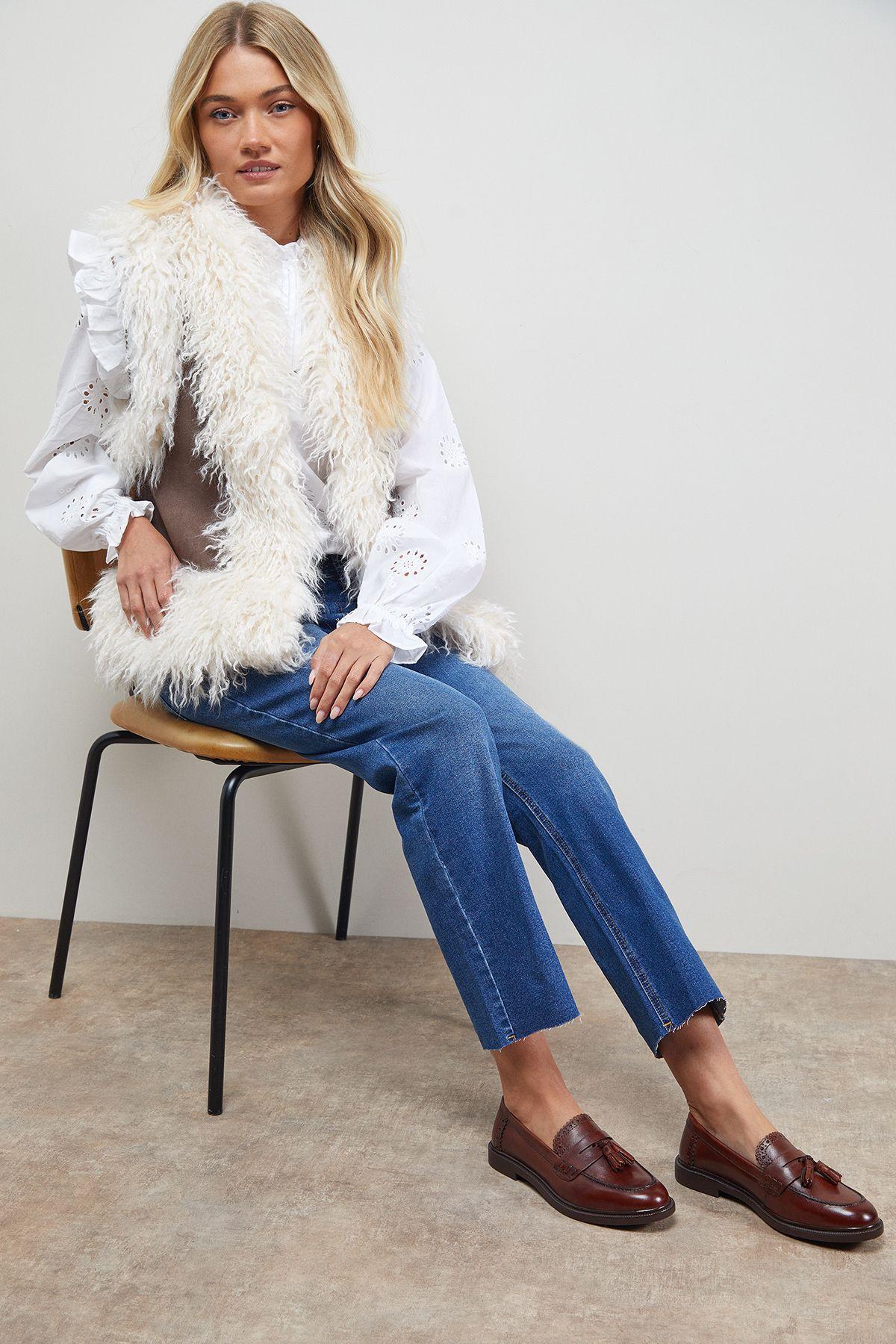 Bunny Real Leather Brogue Detail Tassel Loafers by OASIS