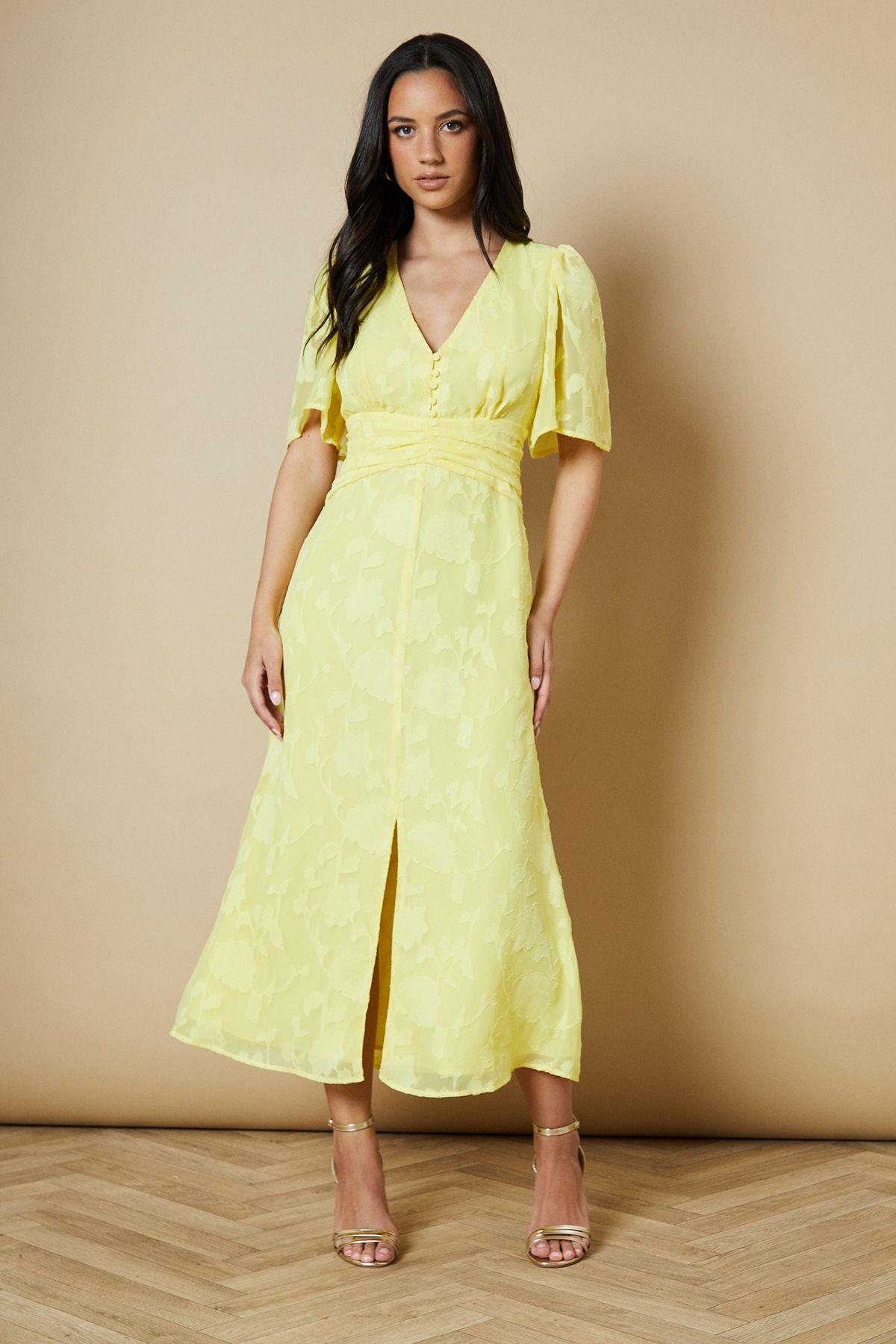 Button Jacquard Midi Dress by OASIS