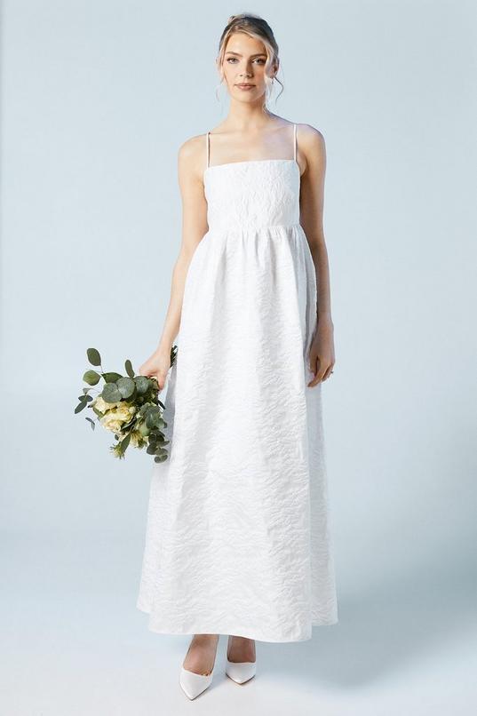 Cami Strap Babydoll Jacquard Wedding Dress by OASIS