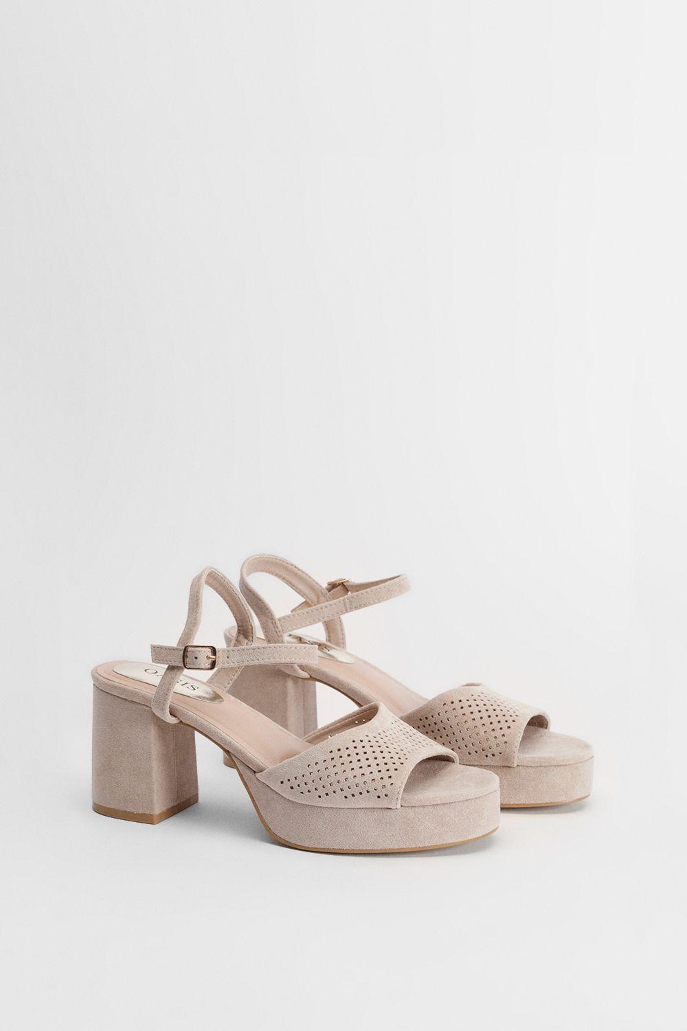 Carolynne Faux Suede Block Heel Open Toe Platform Sandals by OASIS