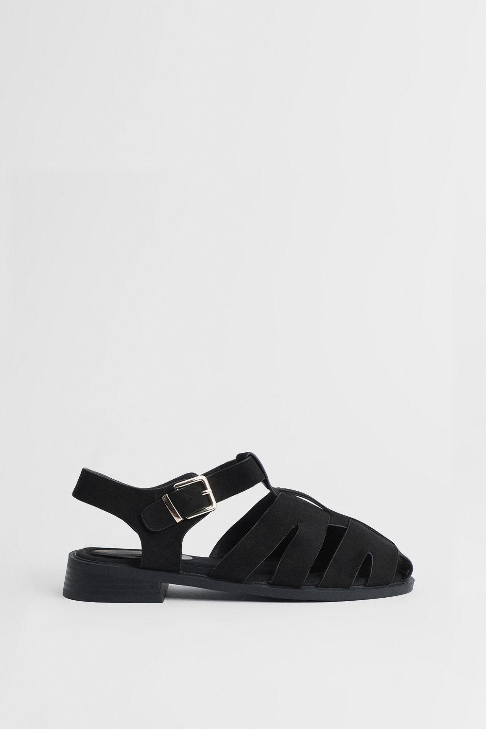 Cassie Faux Suede Closed Toe Fisherman Flat Shoes by OASIS