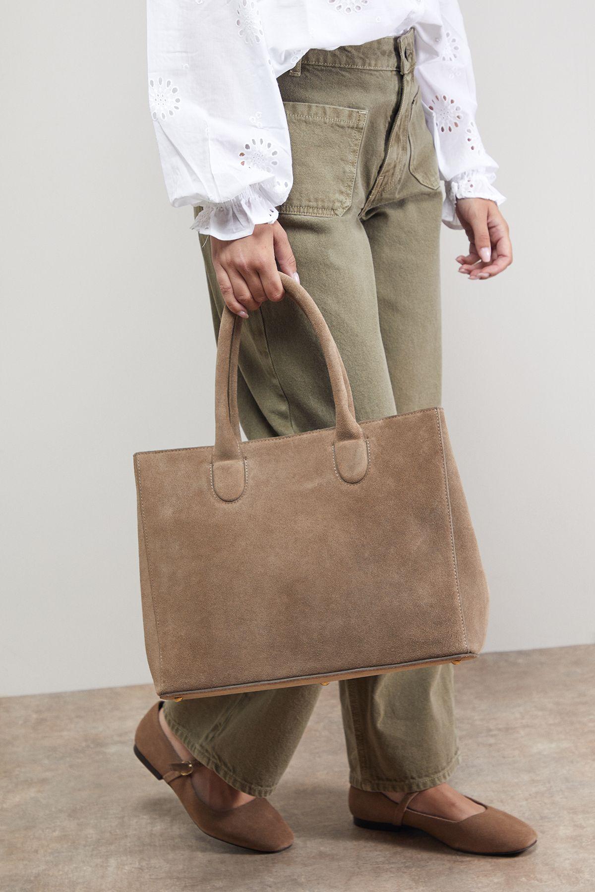 Claudia Suede Tote Bag With Pocket by OASIS