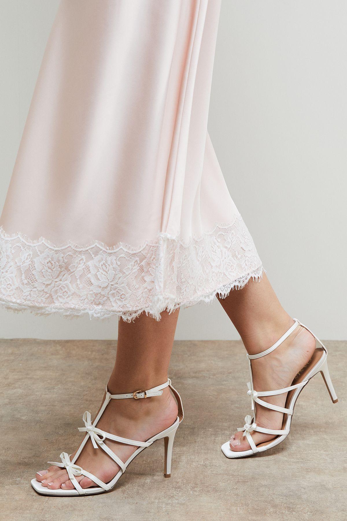 Dalpha Satin Bow Multi Strappy High Stiletto Heel Sandals by OASIS