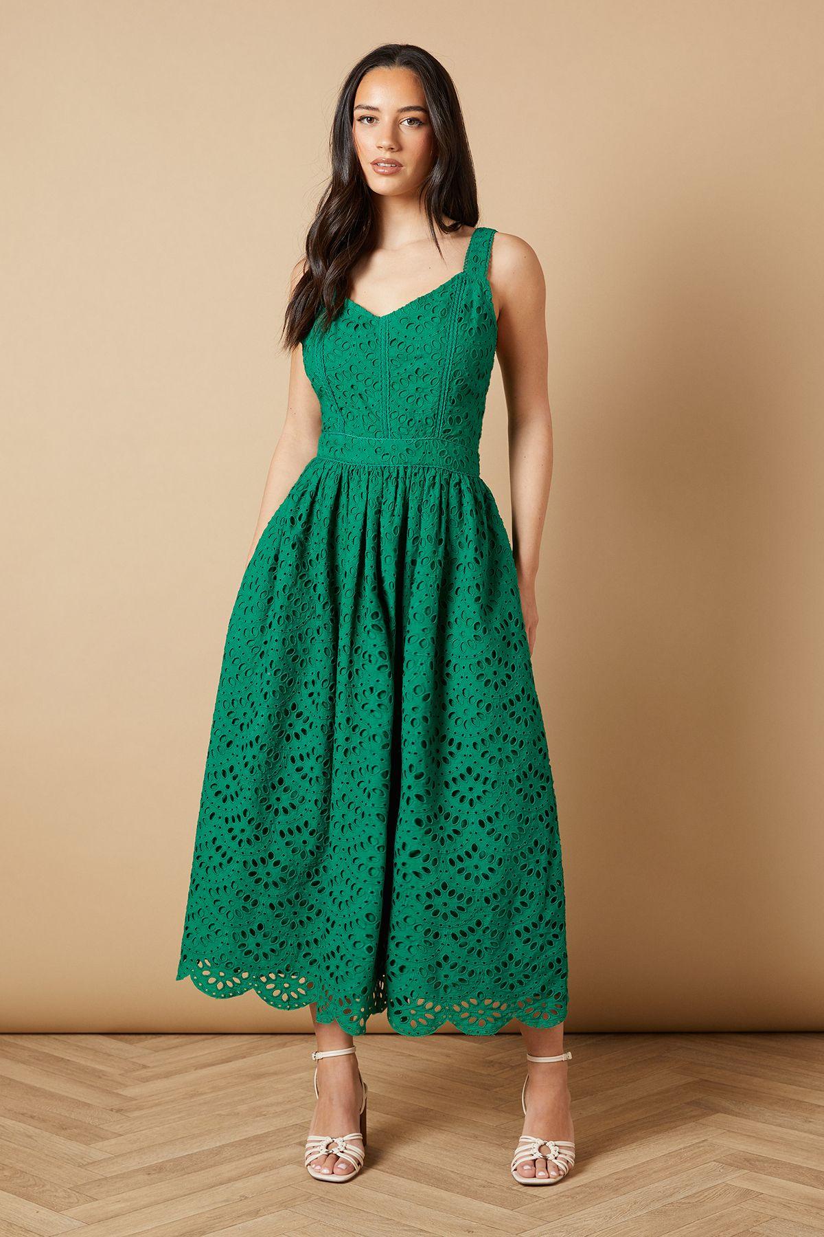 Embroidered Broderie Midi Dress by OASIS