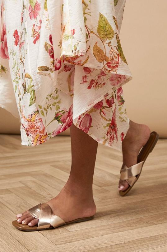 Fleeta Leather Twist Flat Sliders by OASIS