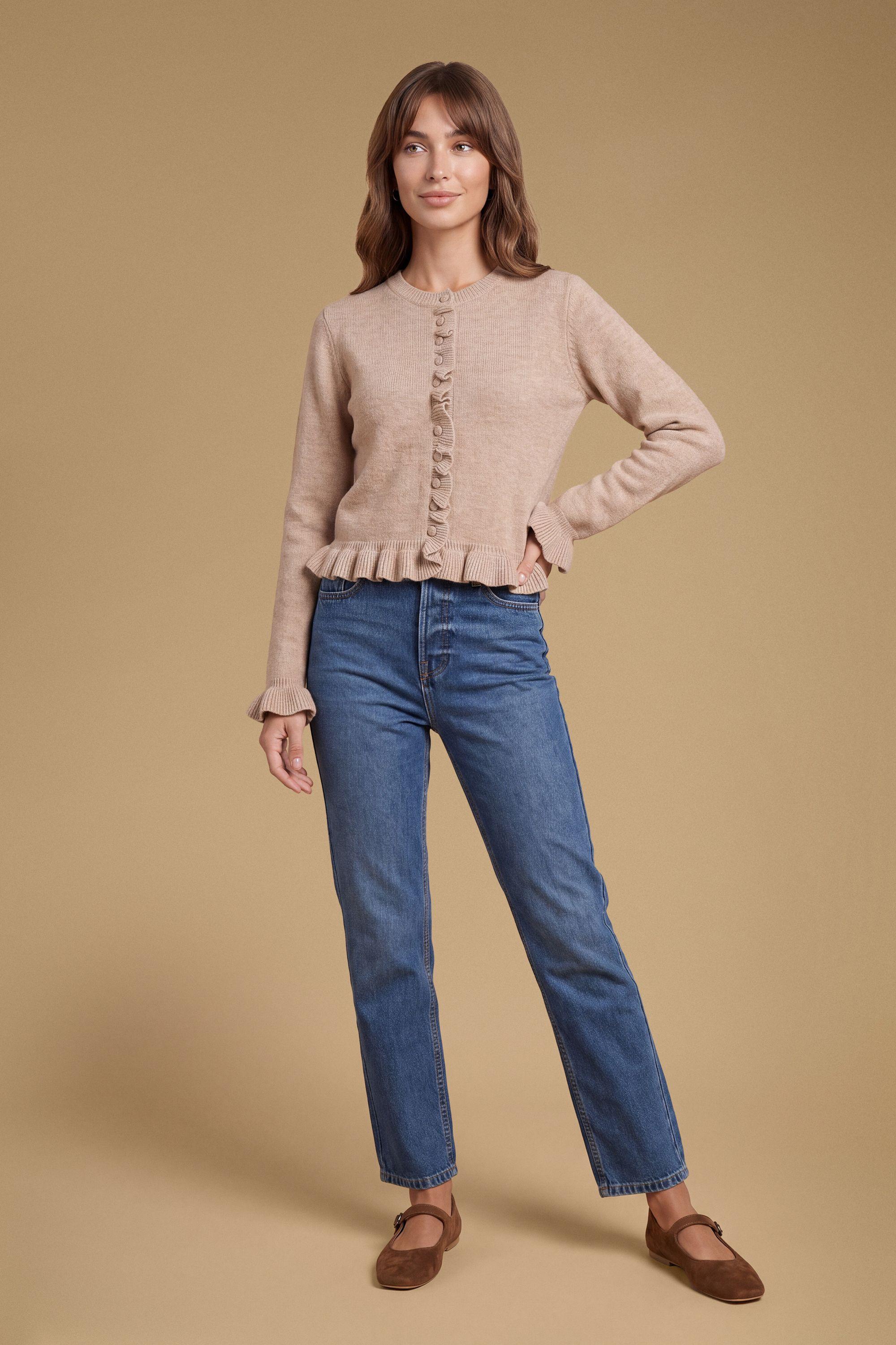 Frill Detail Button Up Cardigan by OASIS