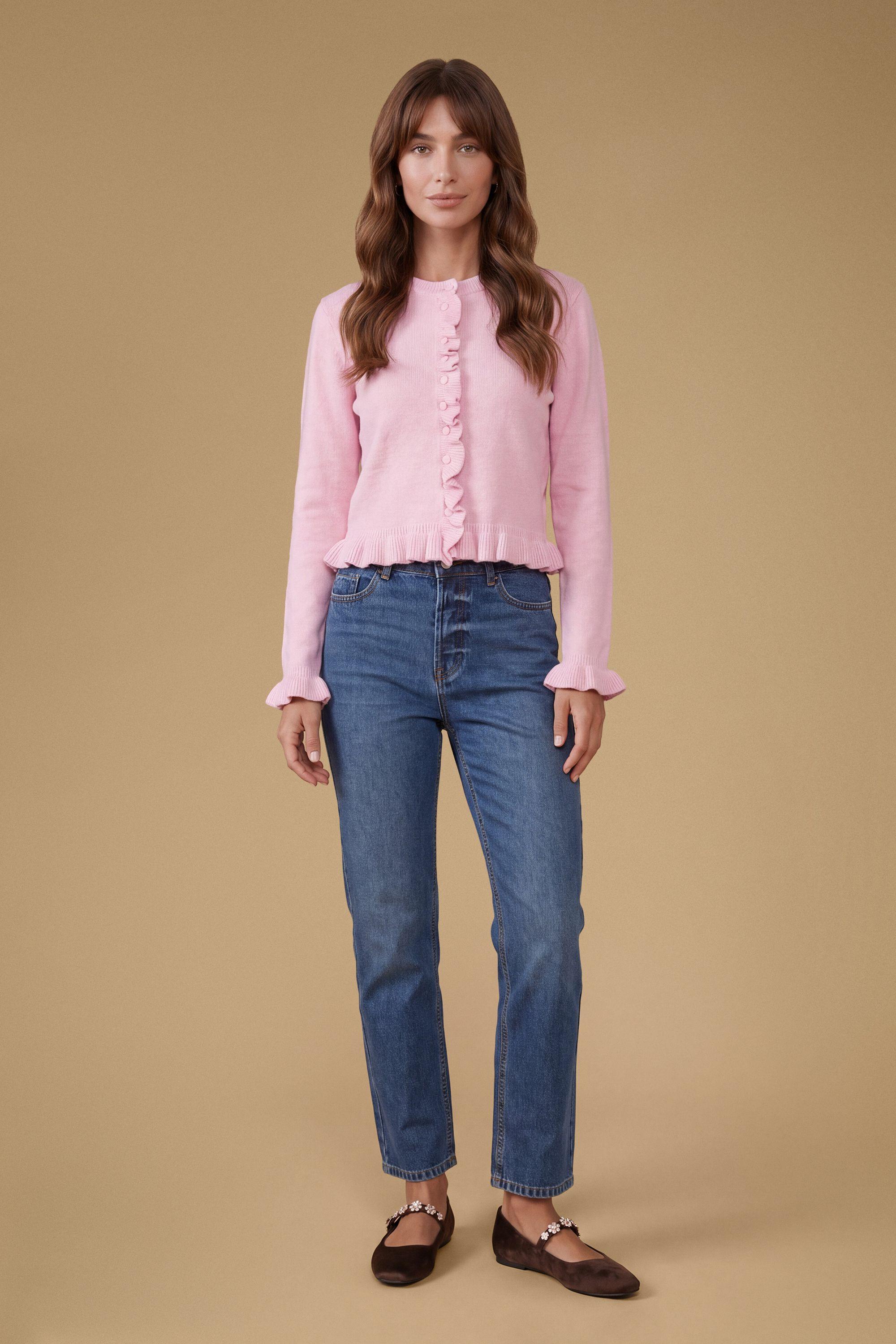 Frill Detail Button Up Cardigan by OASIS