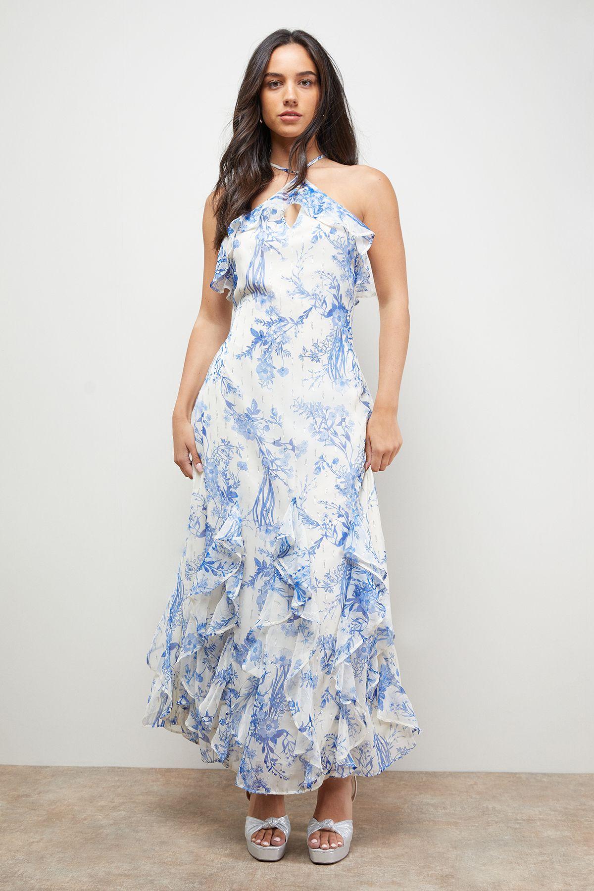 Halterneck Spaghetti Strap Maxi Dress by OASIS