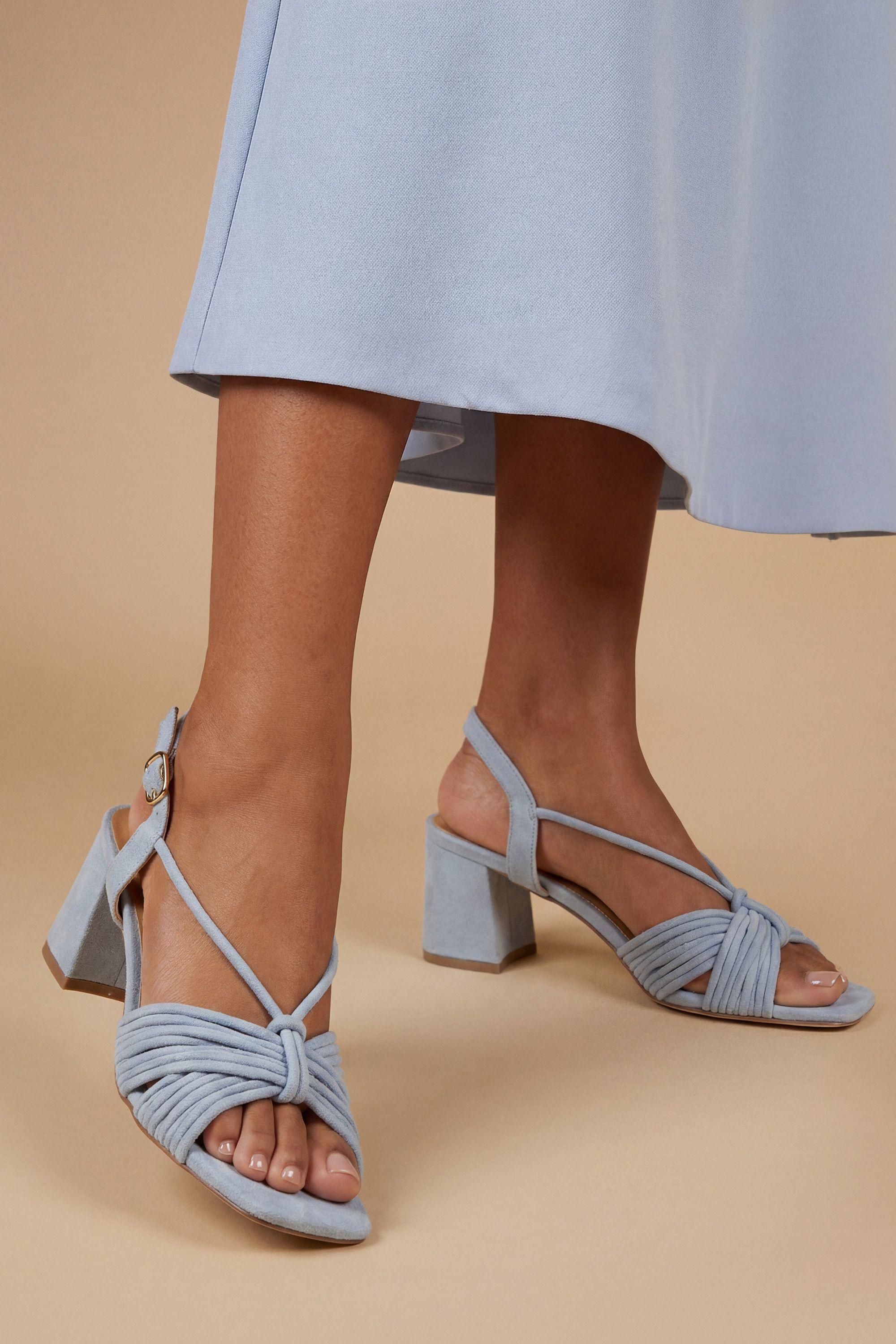 Heidi Faux Suede Flared Block Heel Strappy Sandals by OASIS