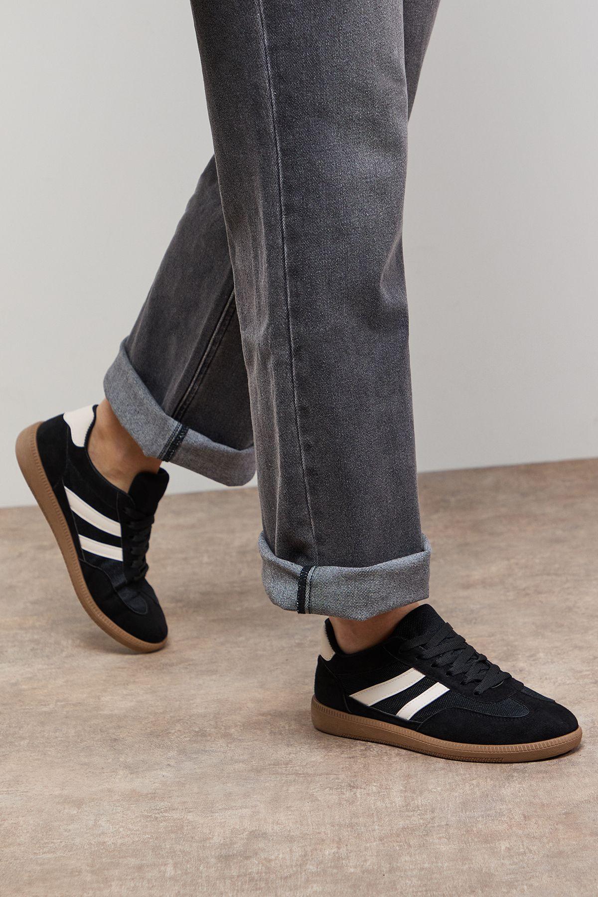 Jenna Faux Suede Mesh Detail Lace Up Trainers by OASIS