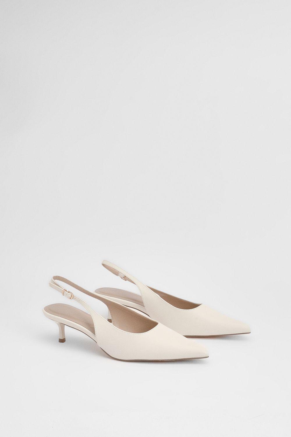 Jess Faux Leather Kitten Heel Slingback Court Shoes by OASIS