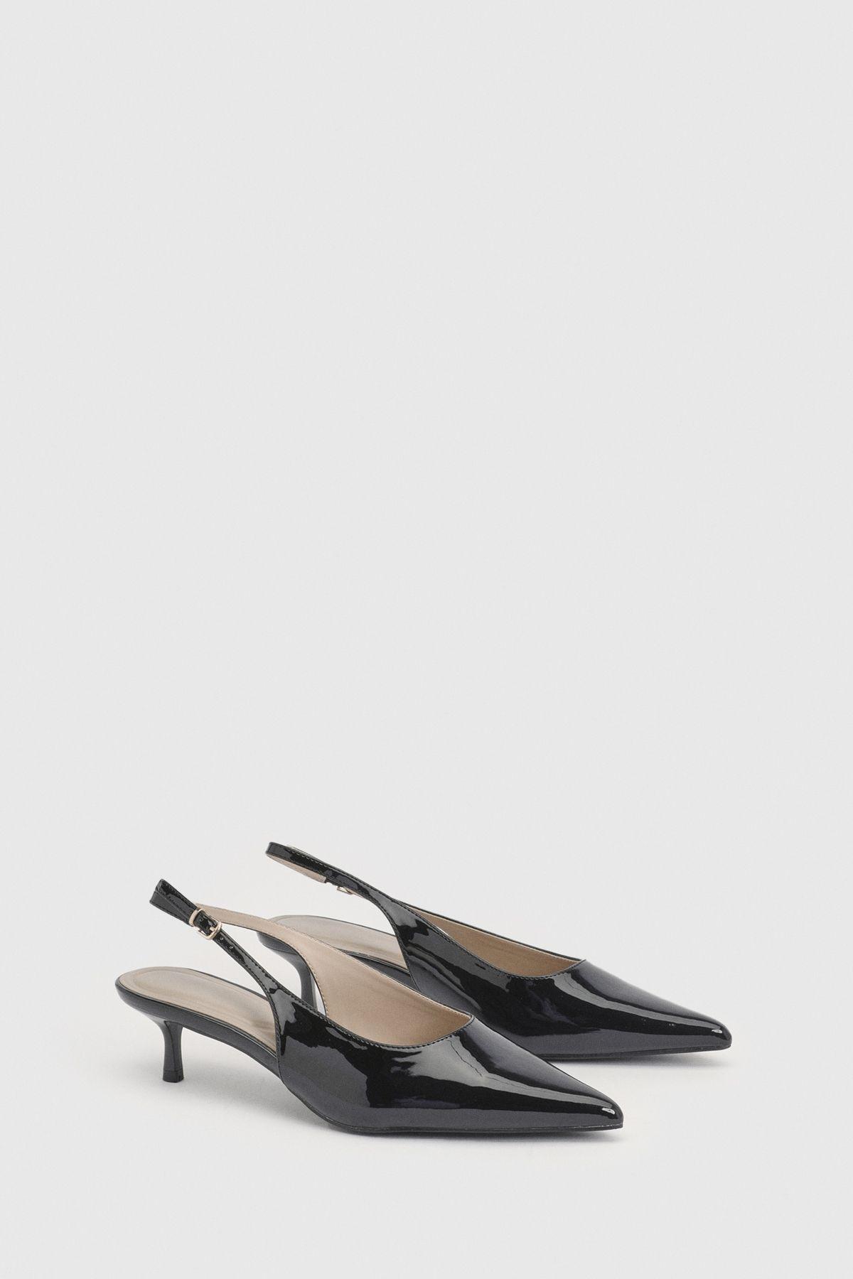 Jess Faux Patent Leather Kitten Heel Slingback Court Shoes by OASIS