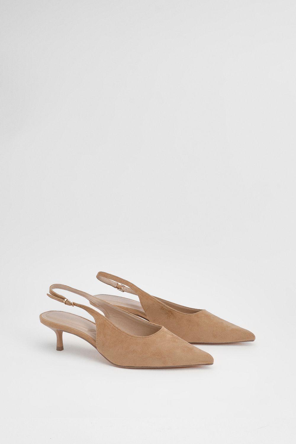 Jess Faux Suede Kitten Heel Slingback Court Shoes by OASIS