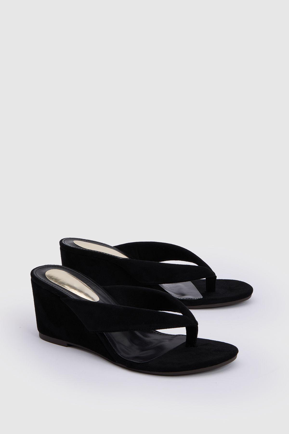 Karrie Faux Suede Toe Post Wedge Sandals by OASIS