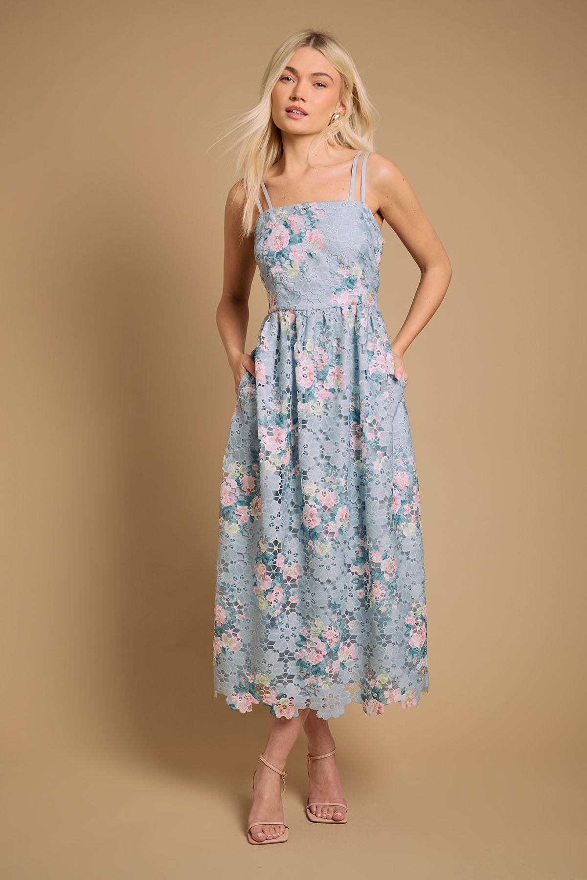 Lace Fit and Flare Midaxi Dress by OASIS