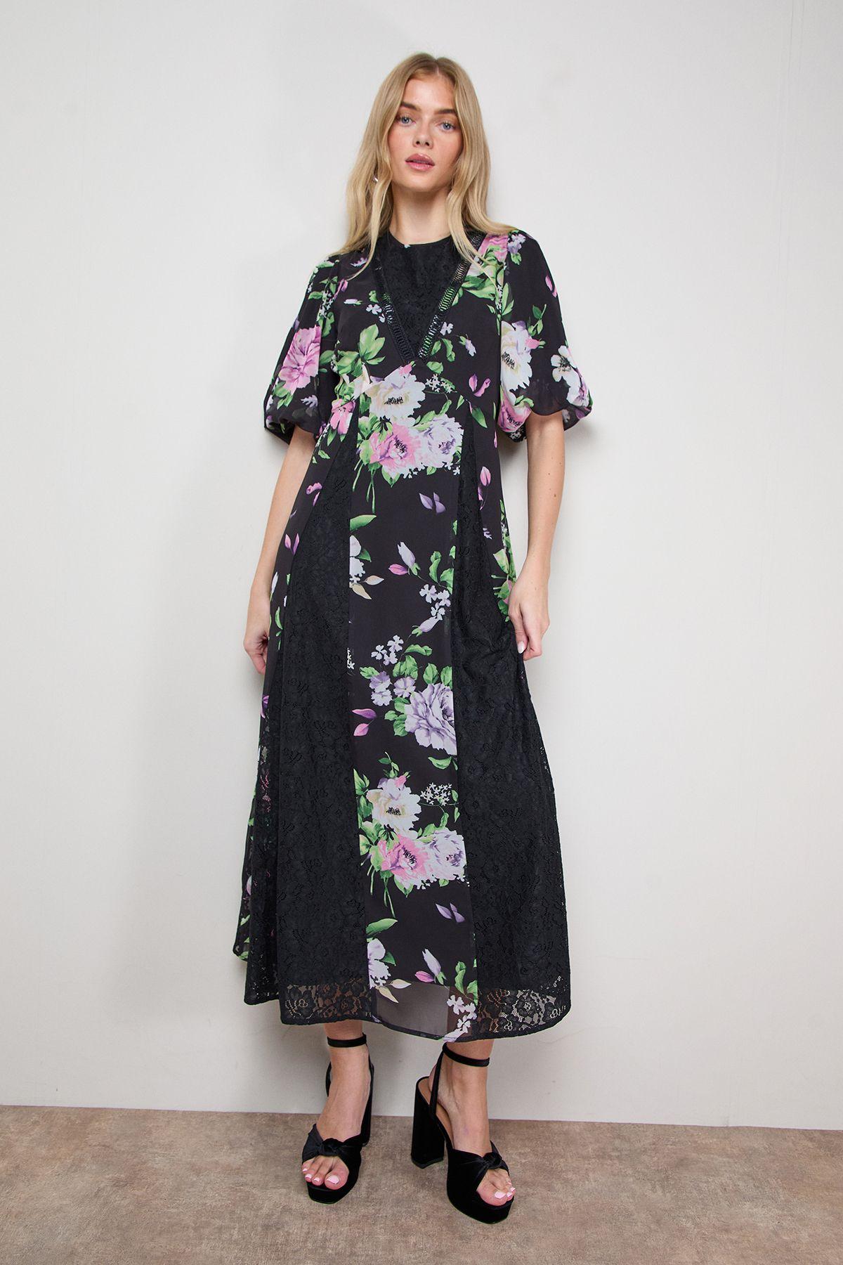 Lace Fit and Flare Midi Dress by OASIS