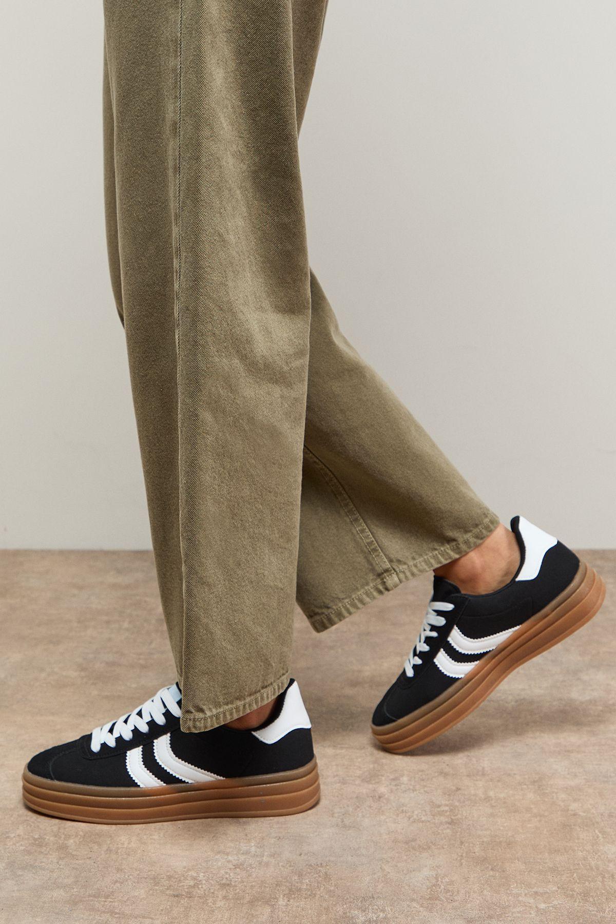 Lorina Faux Suede Lace Up Platform Trainers by OASIS