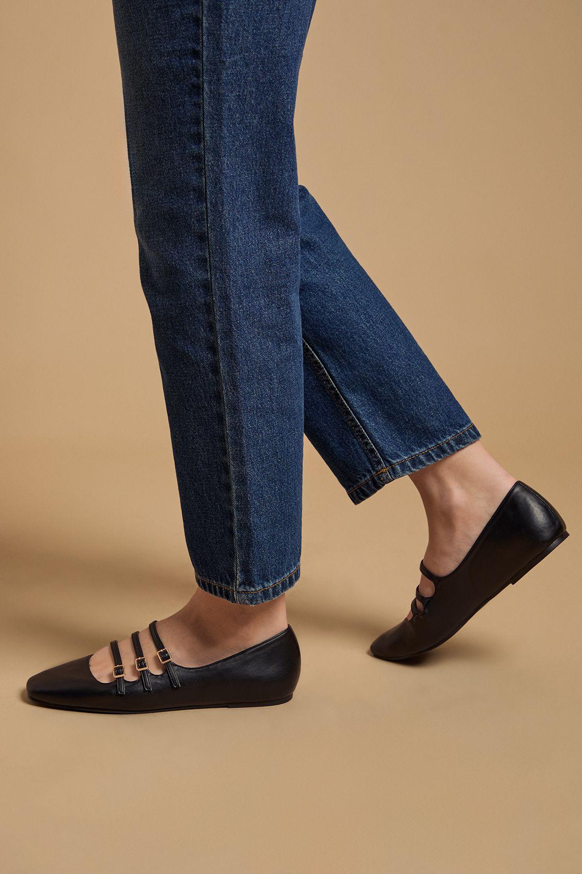 Madalena Faux Leather Multi MaryJane Ballet Pumps by OASIS