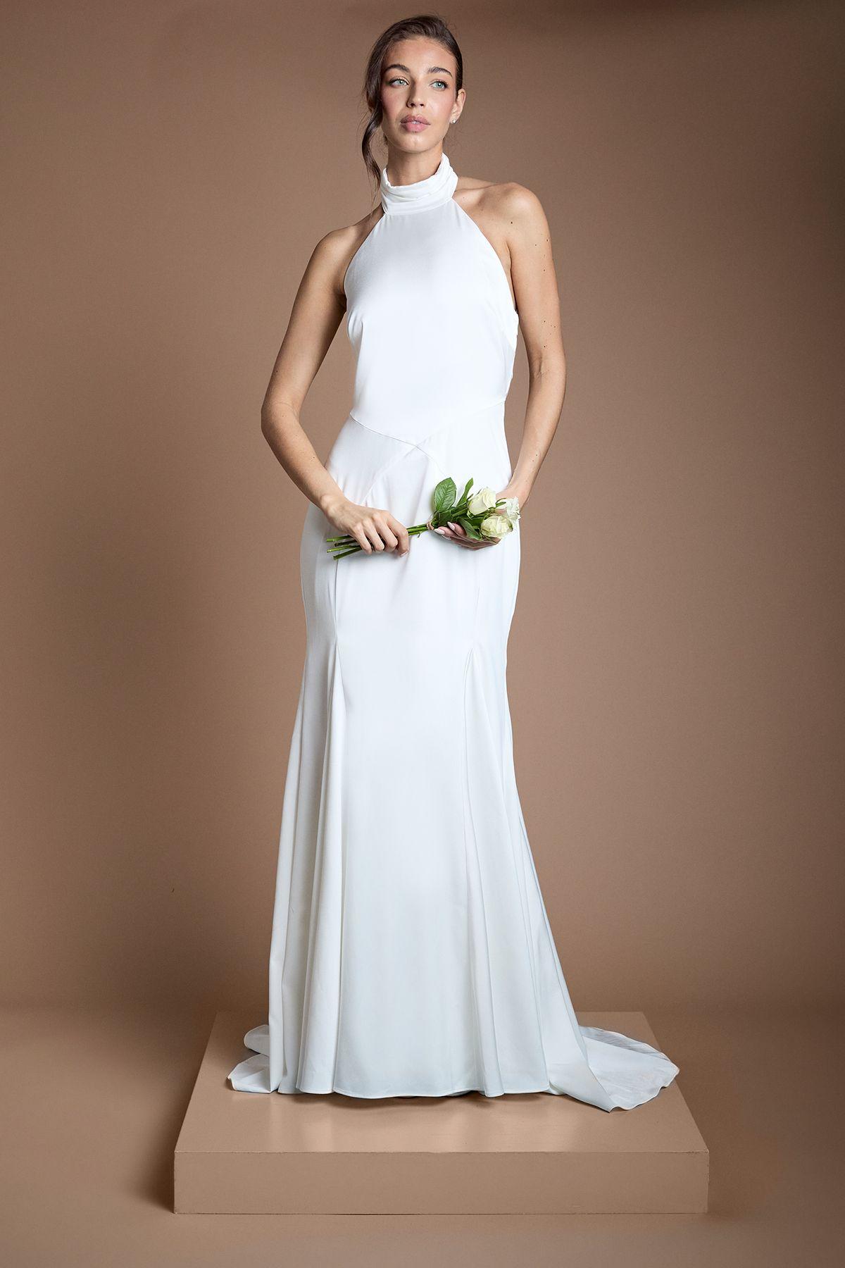 Matte and Satin Wedding Dress With Puddle by OASIS