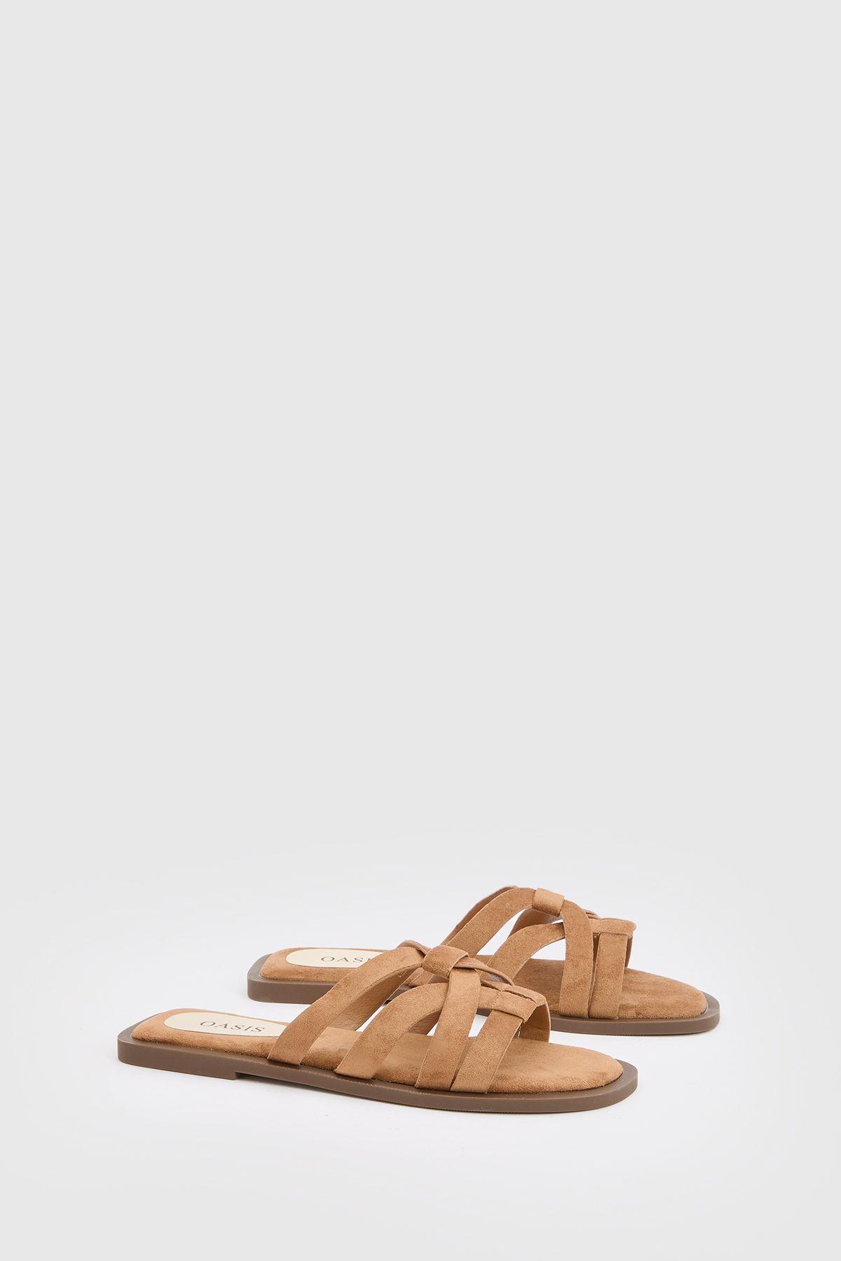 Michelle Faux Suede Caged Slip-On Flat Sandals by OASIS