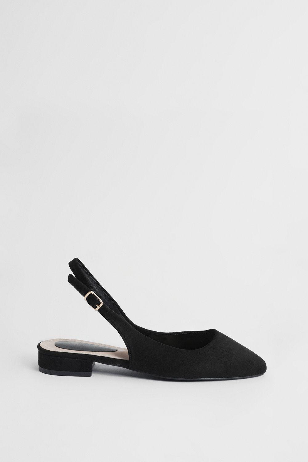 Millie Faux Metallic Leather Slingback Flat Shoes by OASIS
