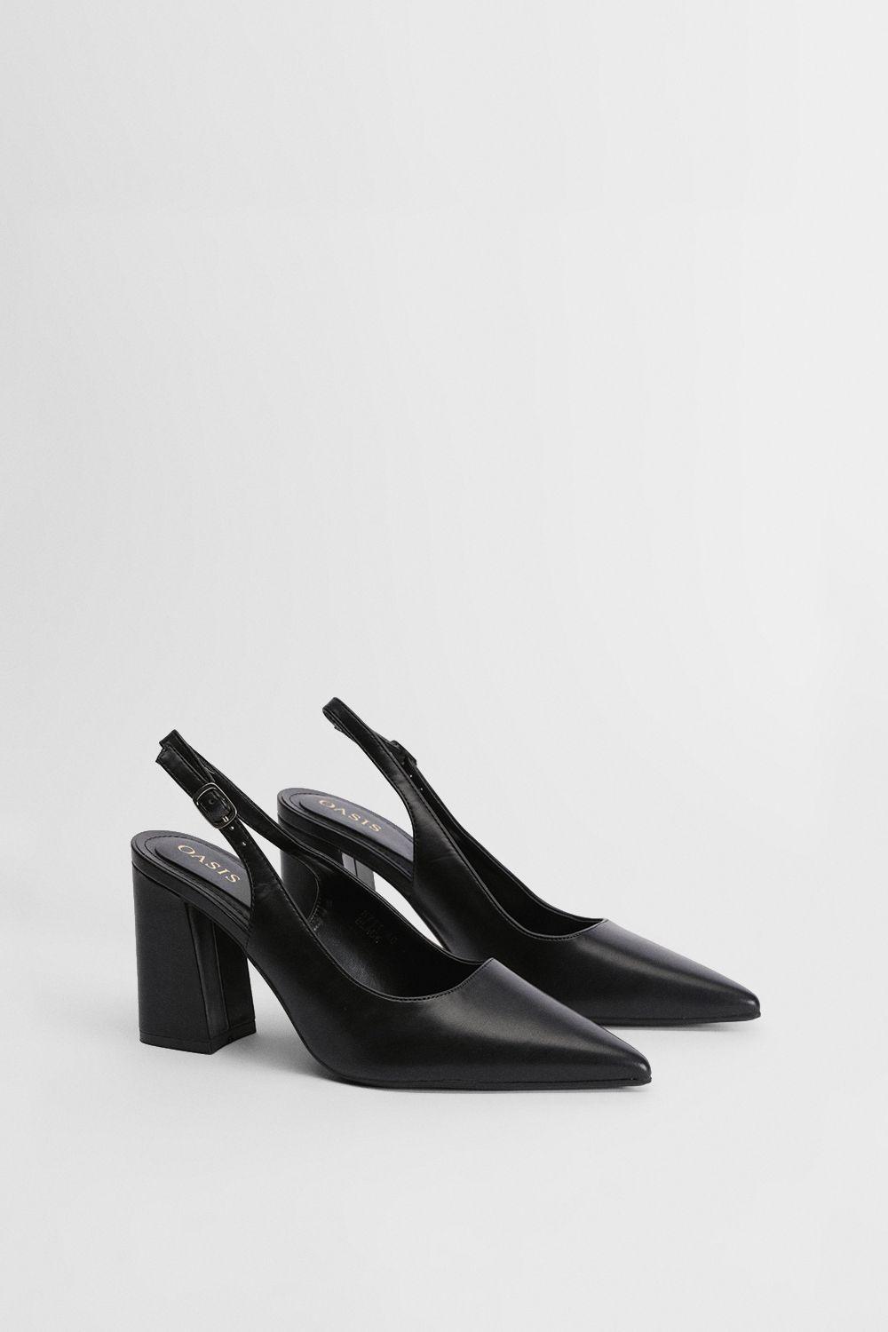 Nicola Faux Patent Leather Slingback Pointed Court Shoes by OASIS