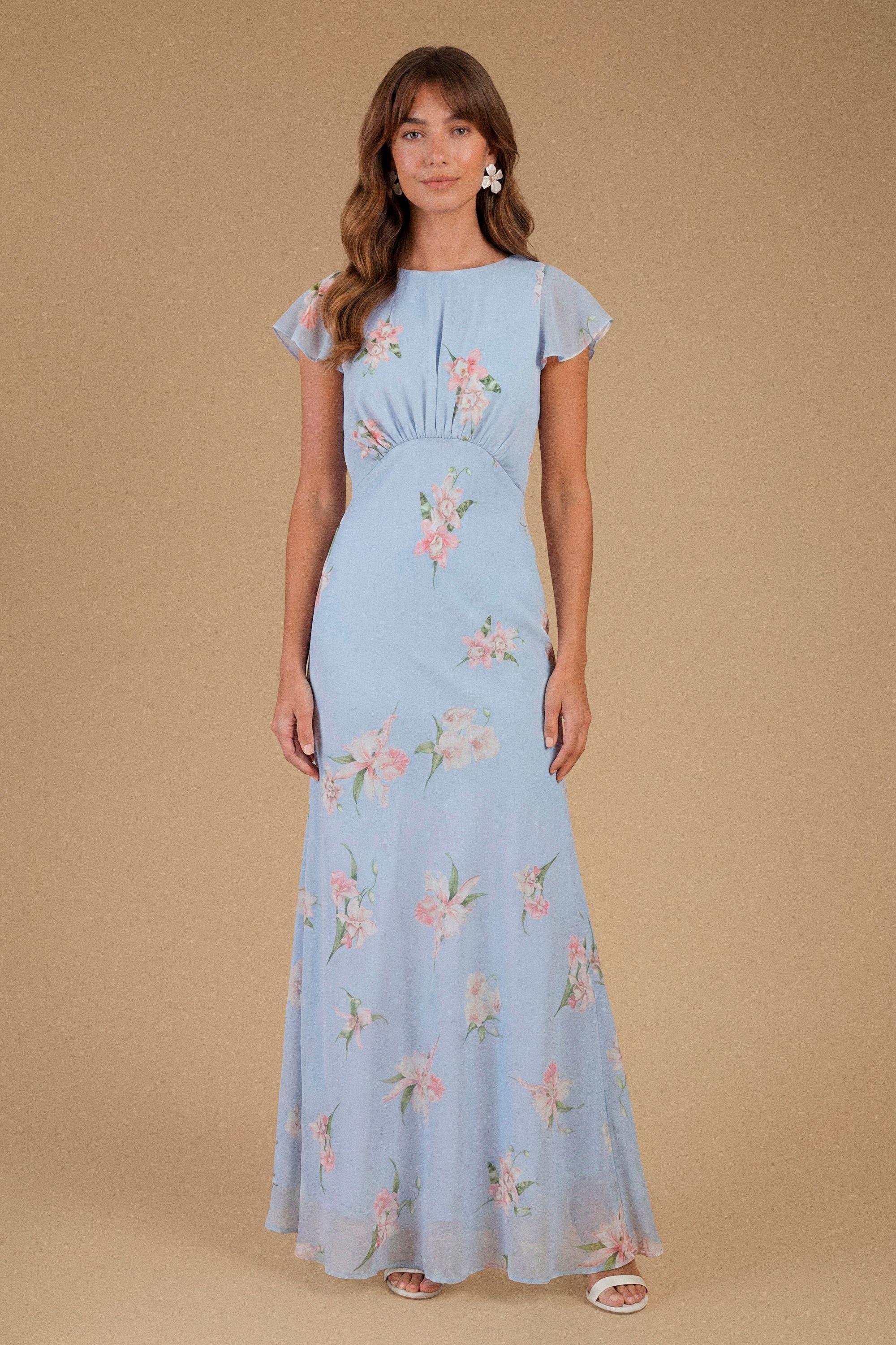 Orchid Floral Printed Waterfall Maxi Dress by OASIS