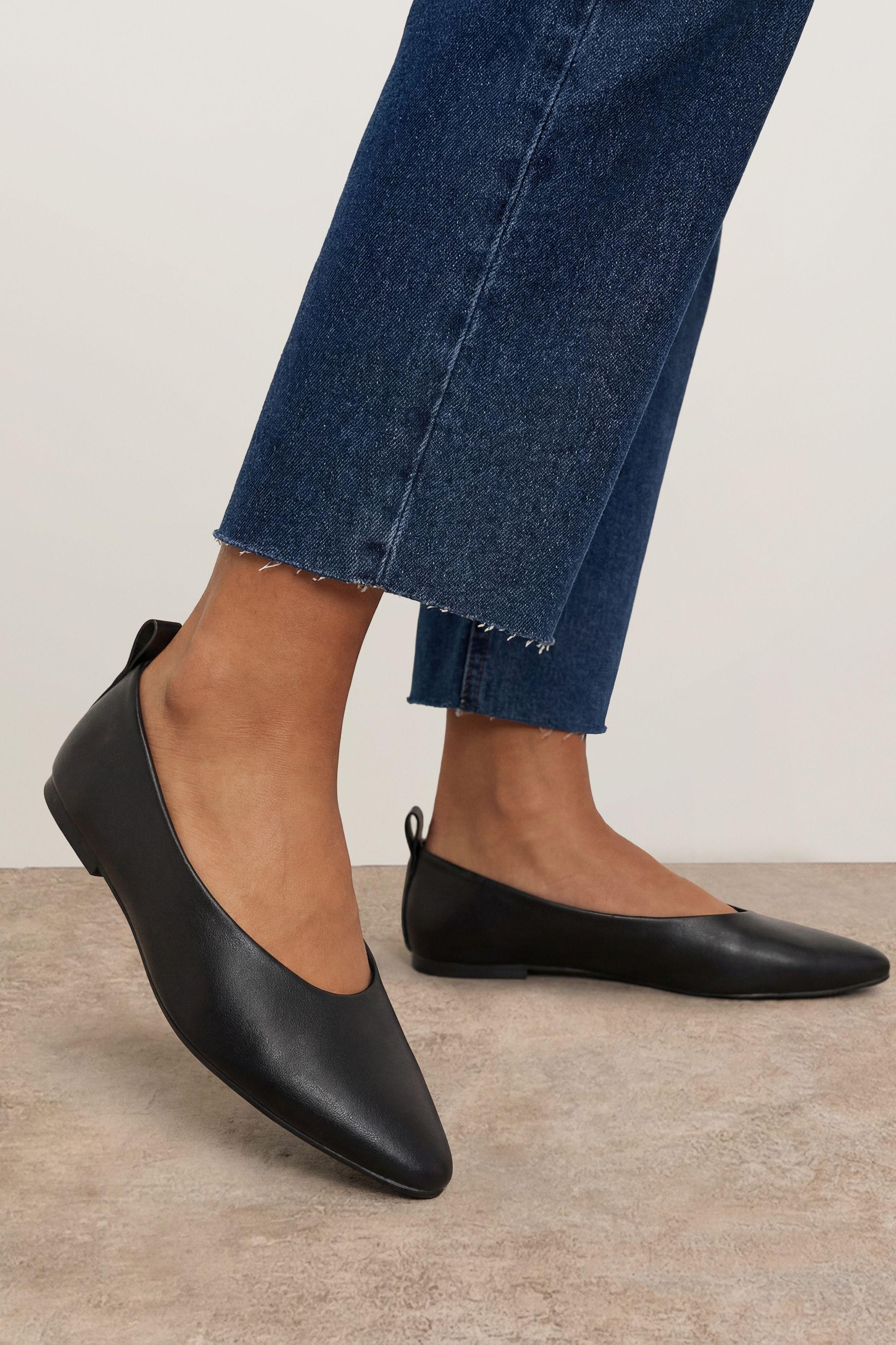 Oriana Faux Leather Pointed Ballet Pumps by OASIS