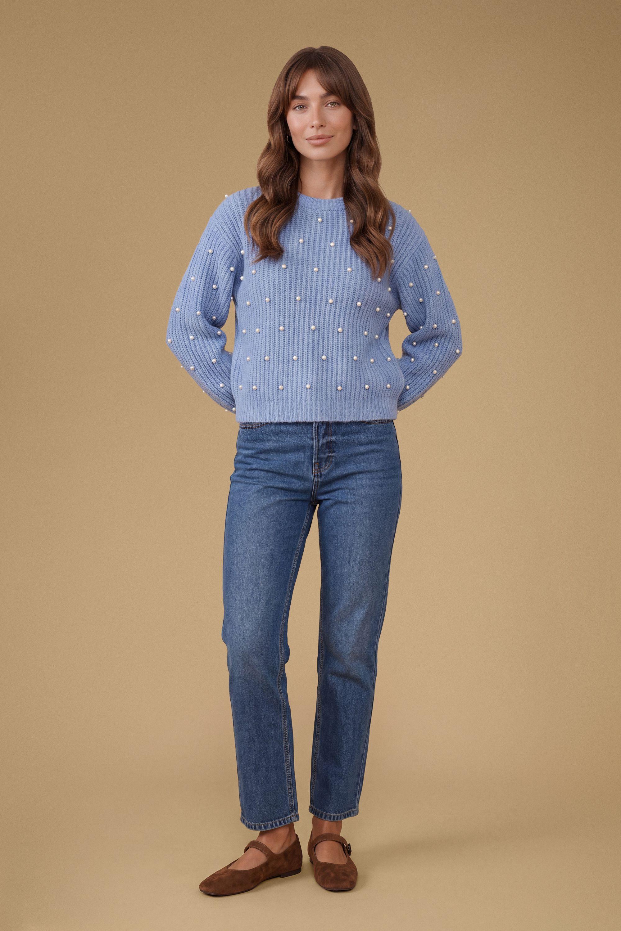 Pearl Embellished Knitted Jumper by OASIS